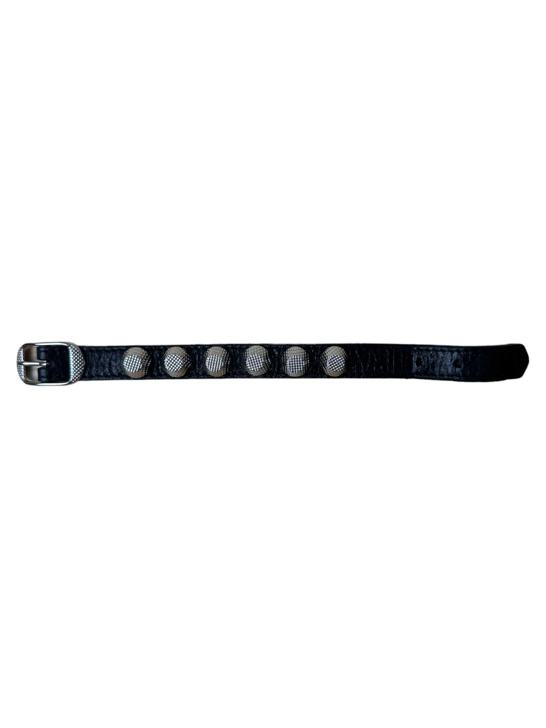 Balenciaga Black Leather Studded Bracelet— Genuine Design Luxury Consignment for Men. New & Pre-Owned Clothing, Shoes, & Accessories. Calgary, Canada