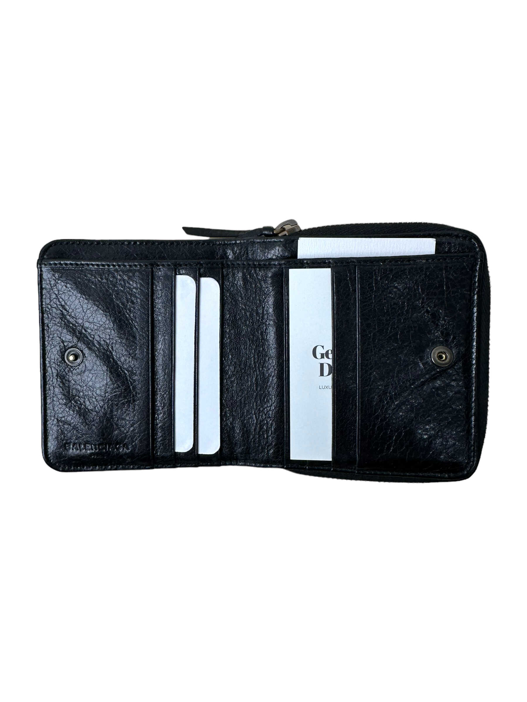 Balenciaga Black Leather Motocross Zip Around Compact Wallet— Genuine Design Luxury Consignment for Men. New & Pre-Owned Clothing, Shoes, & Accessories. Calgary, Canada