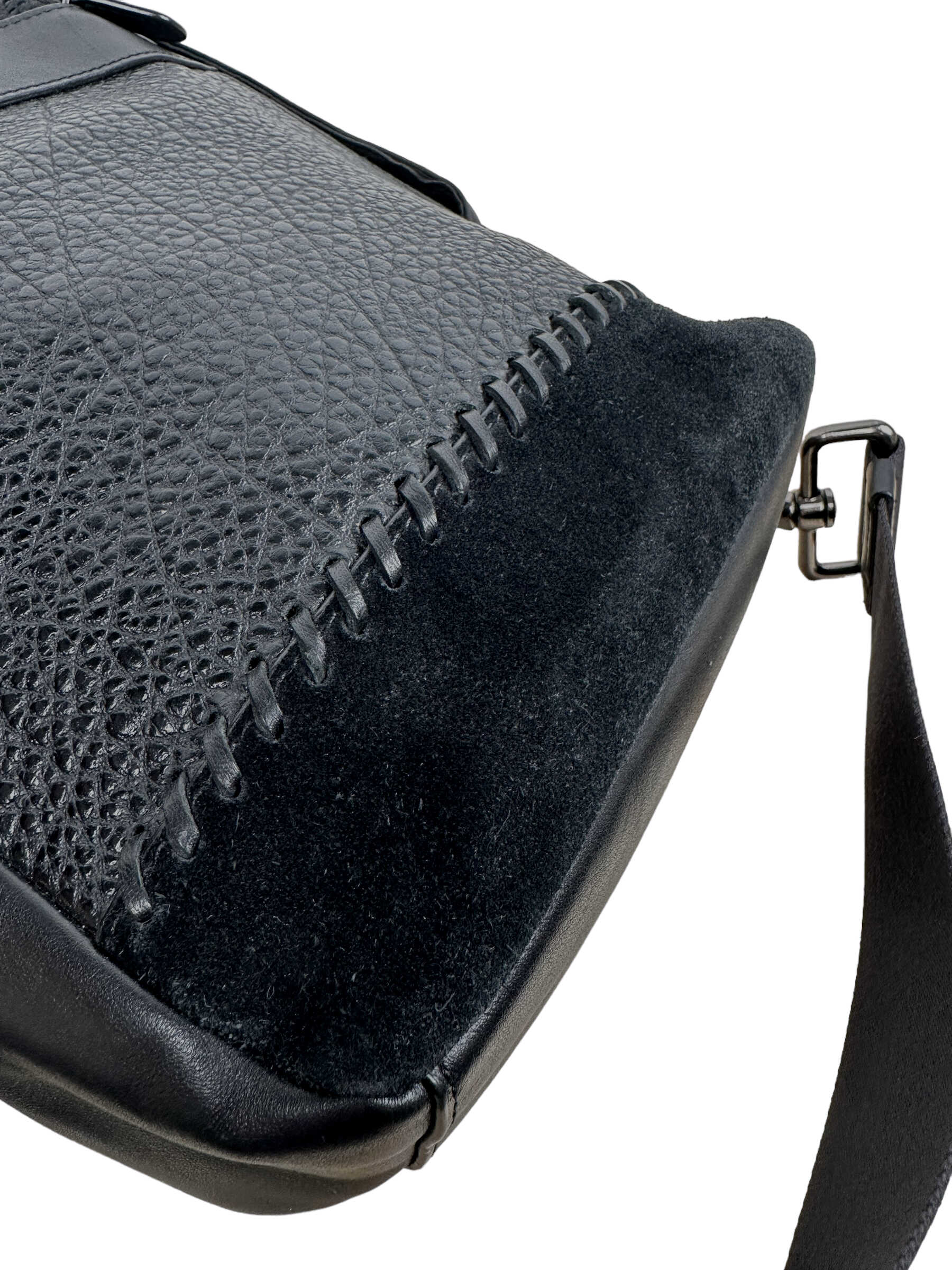 Coach Black Leather Suede Crossbody Bag