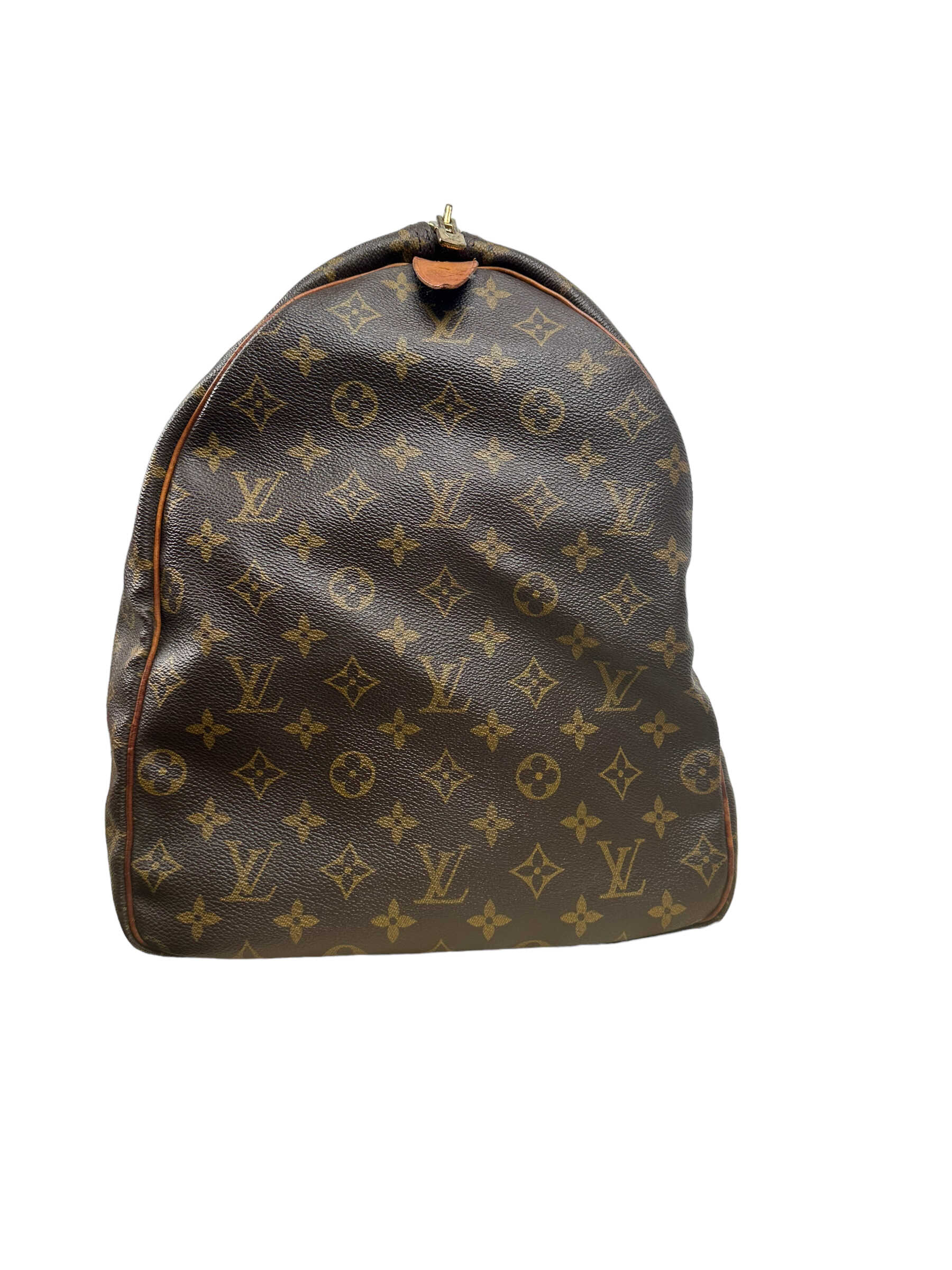 Louis Vuitton Brown Monogramed Leather Keepall 50L Travel Bag — Genuine Design Luxury Consignment for Men. New & Pre-Owned Clothing, Shoes, & Accessories. Calgary, Canada