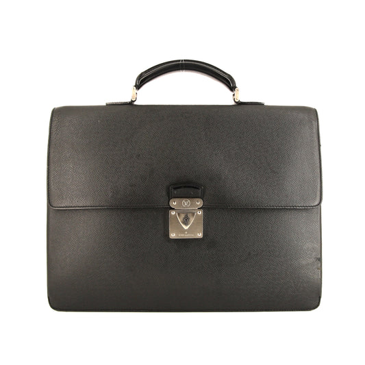 Louis Vuitton 'Ambassador' Black Calf Leather Briefcase— Genuine Design Luxury Consignment for Men. New & Pre-Owned Clothing, Shoes, & Accessories. Calgary, Canada