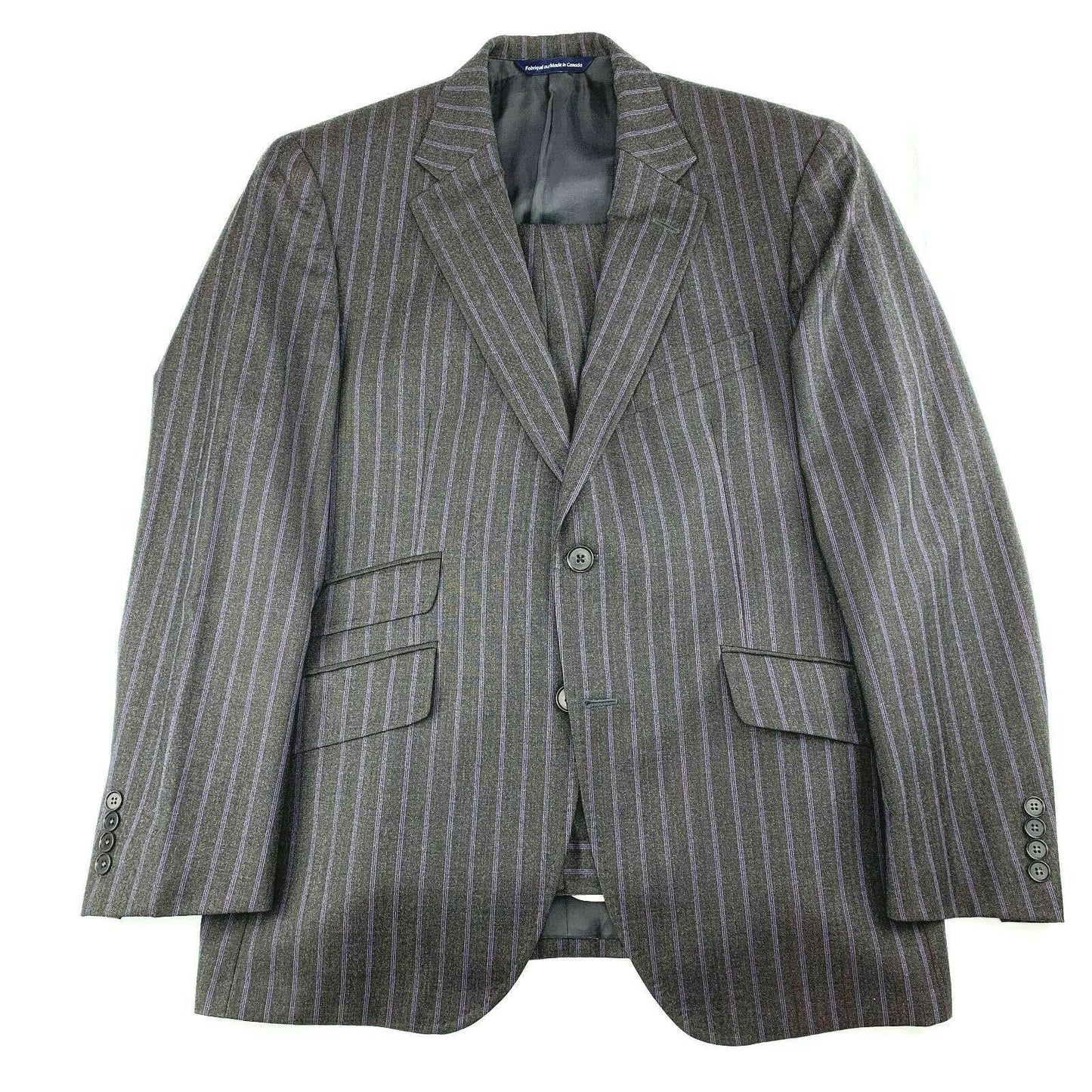Coppley Suit Dark Grey Blue Stripe 40S Jacket 34W 30L Pant Reda Cloth - Genuine Design Luxury Consignment