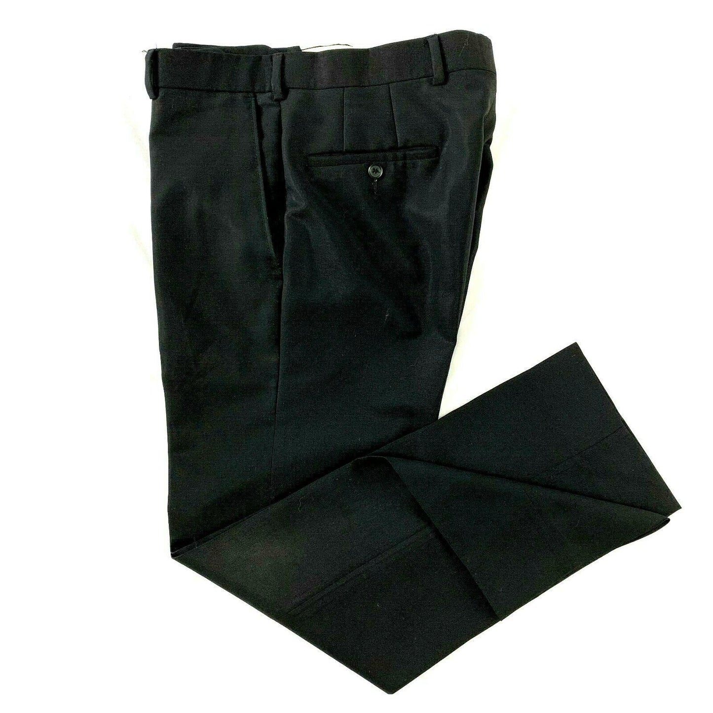 Coppley Black Flat Front Dress Pants Wool Mohair 32 Waist 30 Length Slim Fit - Genuine Design Luxury Consignment