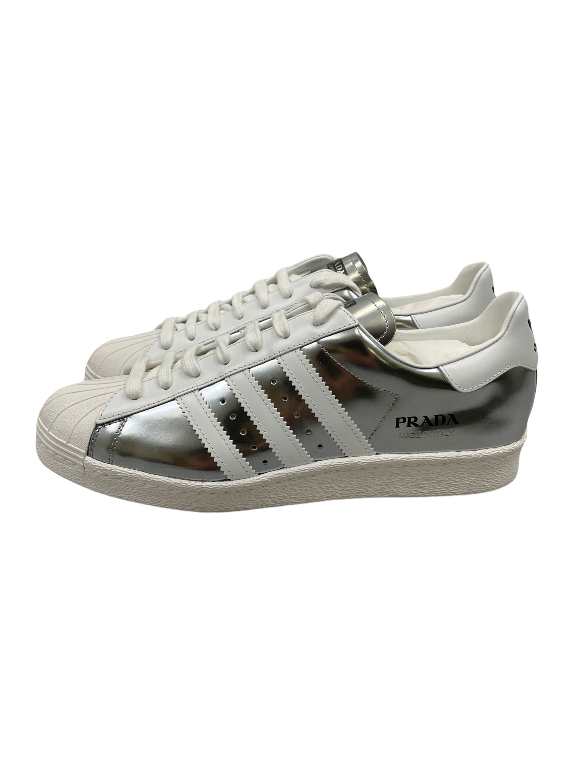 Adidas x Prada Superstar Silver Sneakers
