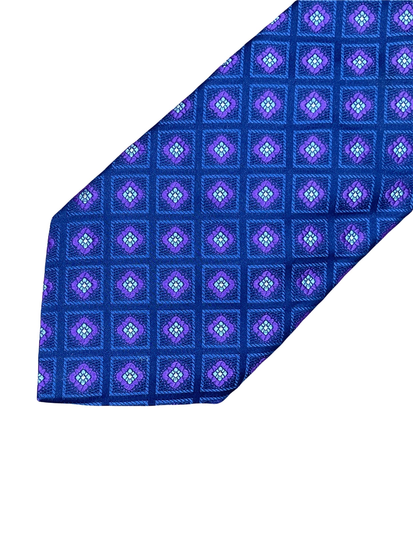 Canali Navy with Purple floral 100% silk tie. Genuine Design luxury consignment
