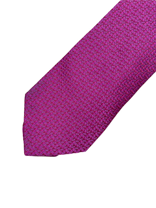 Salvatore Ferragamo purple geo printed silk tie. Genuine Design luxury consignment