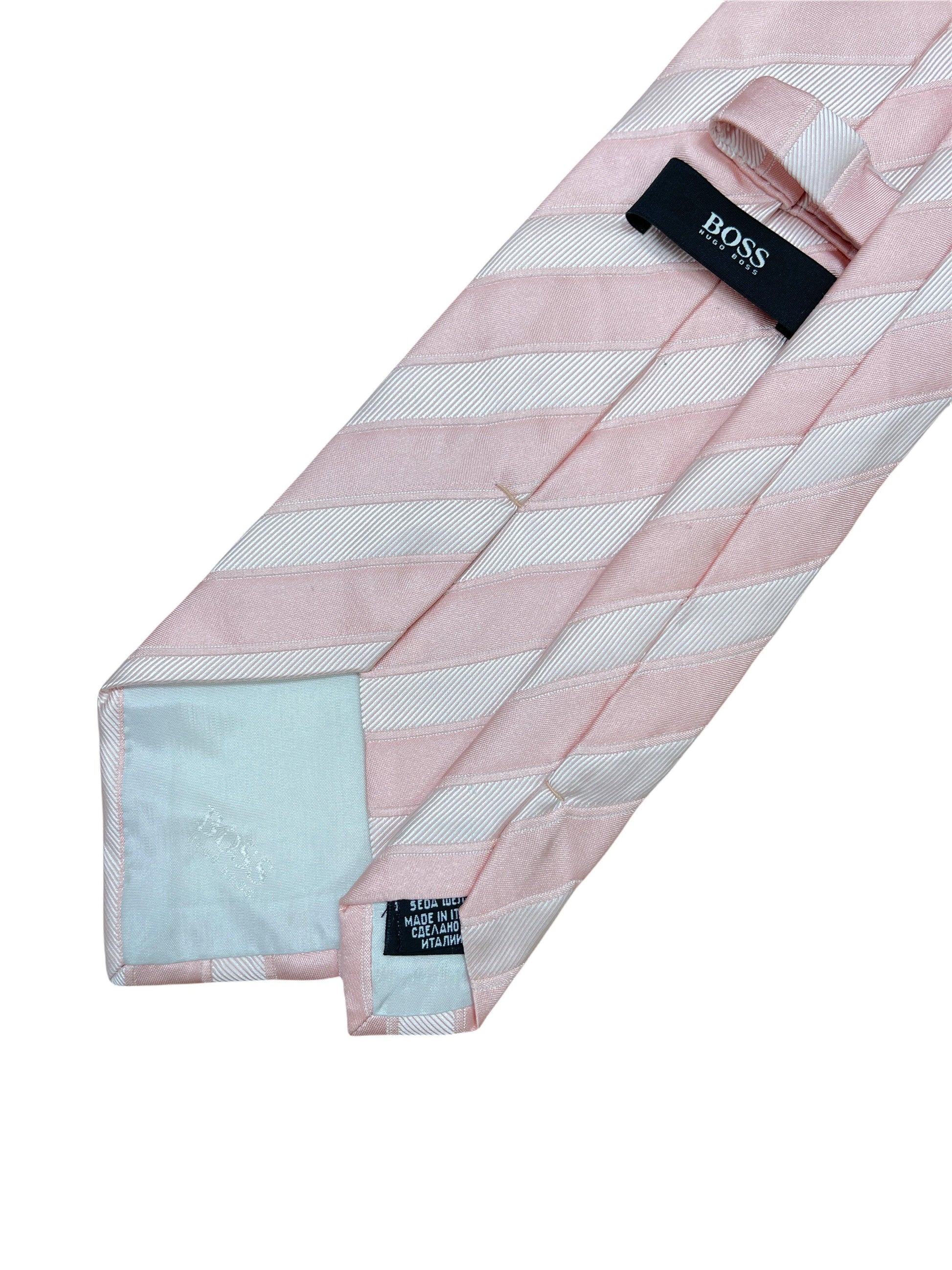 Hugo Boss pink striped silk tie