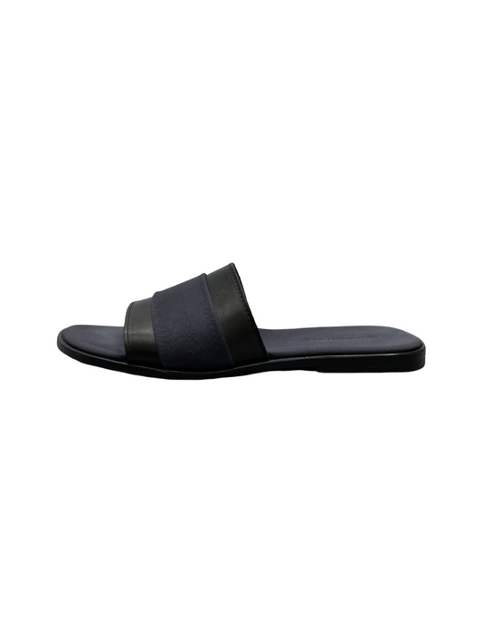 Bruno Magli Navy & Black Leather Slip-On Sandals 10 US - Genuine Design Luxury Consignment for Men. New & Pre-Owned Clothing, Shoes, & Accessories. Calgary, Canada