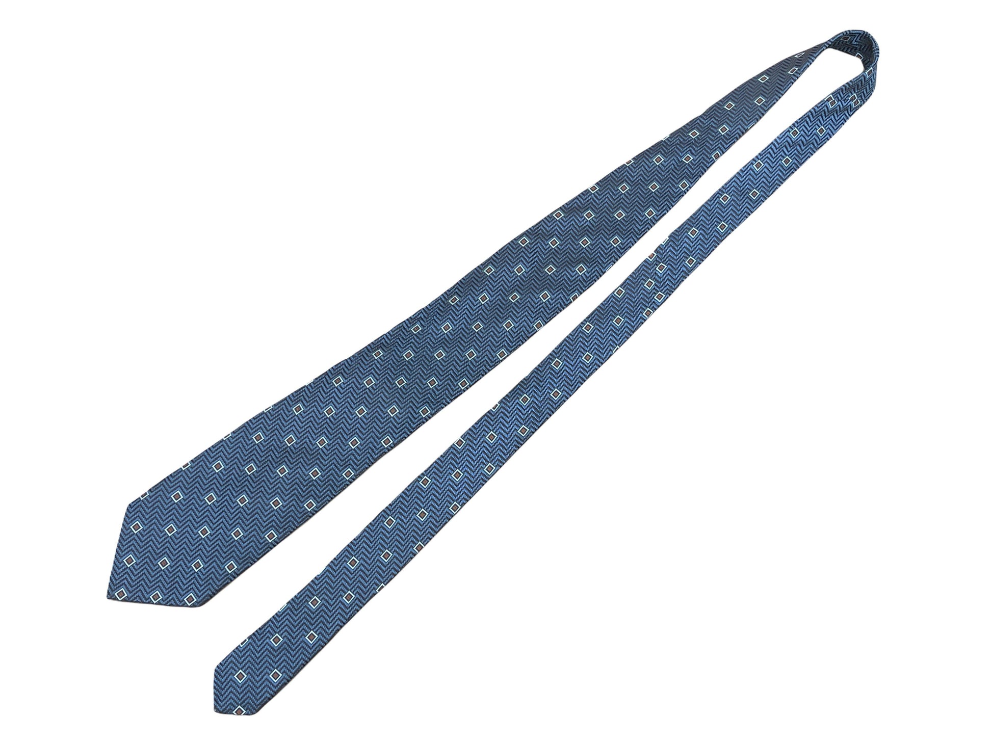 Ermenegildo Zegna dotted with herringbone blue tie - Genuine Design