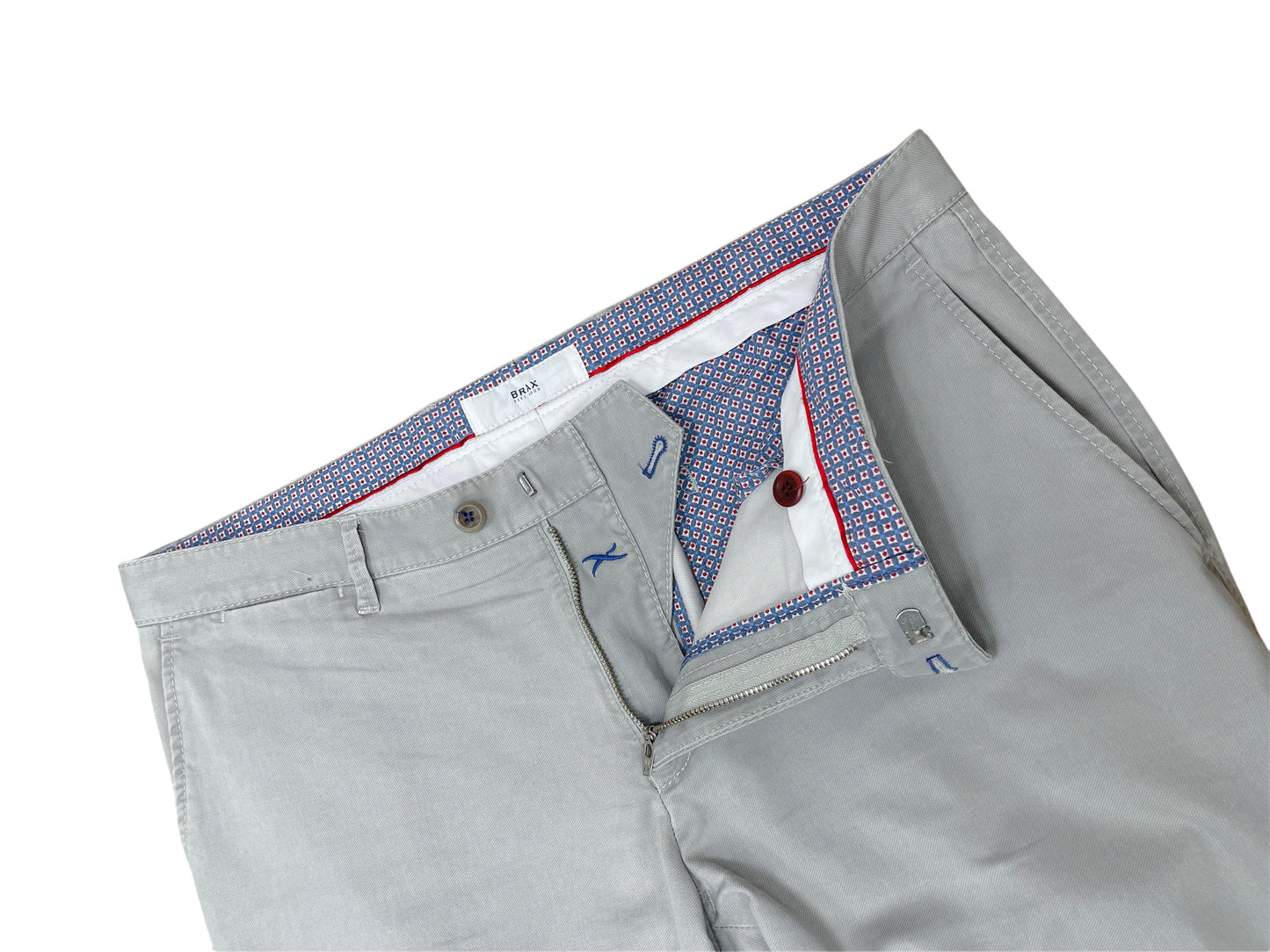 Brax Light Gray Flat Front Cotton Pant - Genuine design