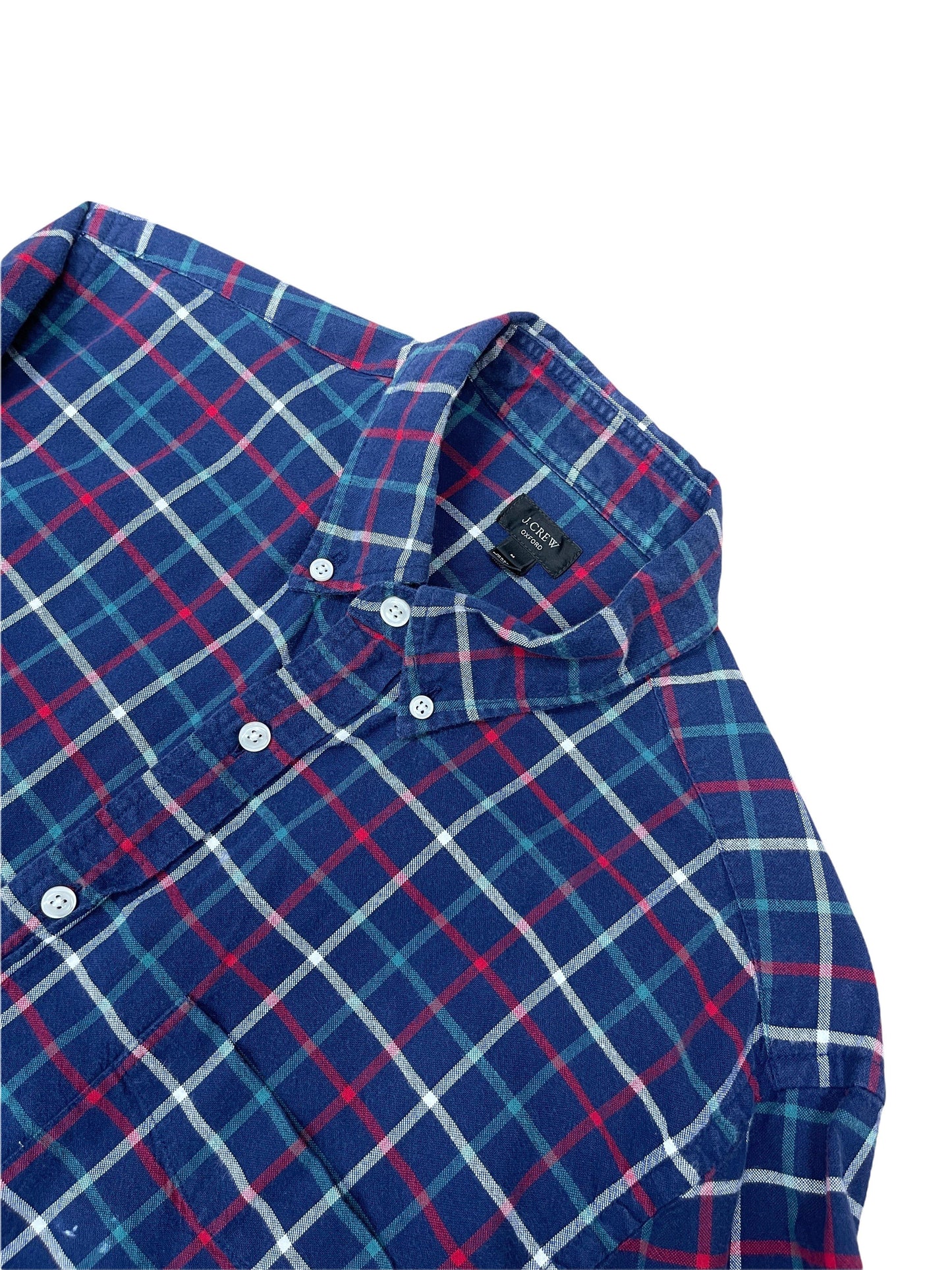 J. Crew Blue Plaid Flannel Button Down Shirt - Medium Genuine Design luxury consignment