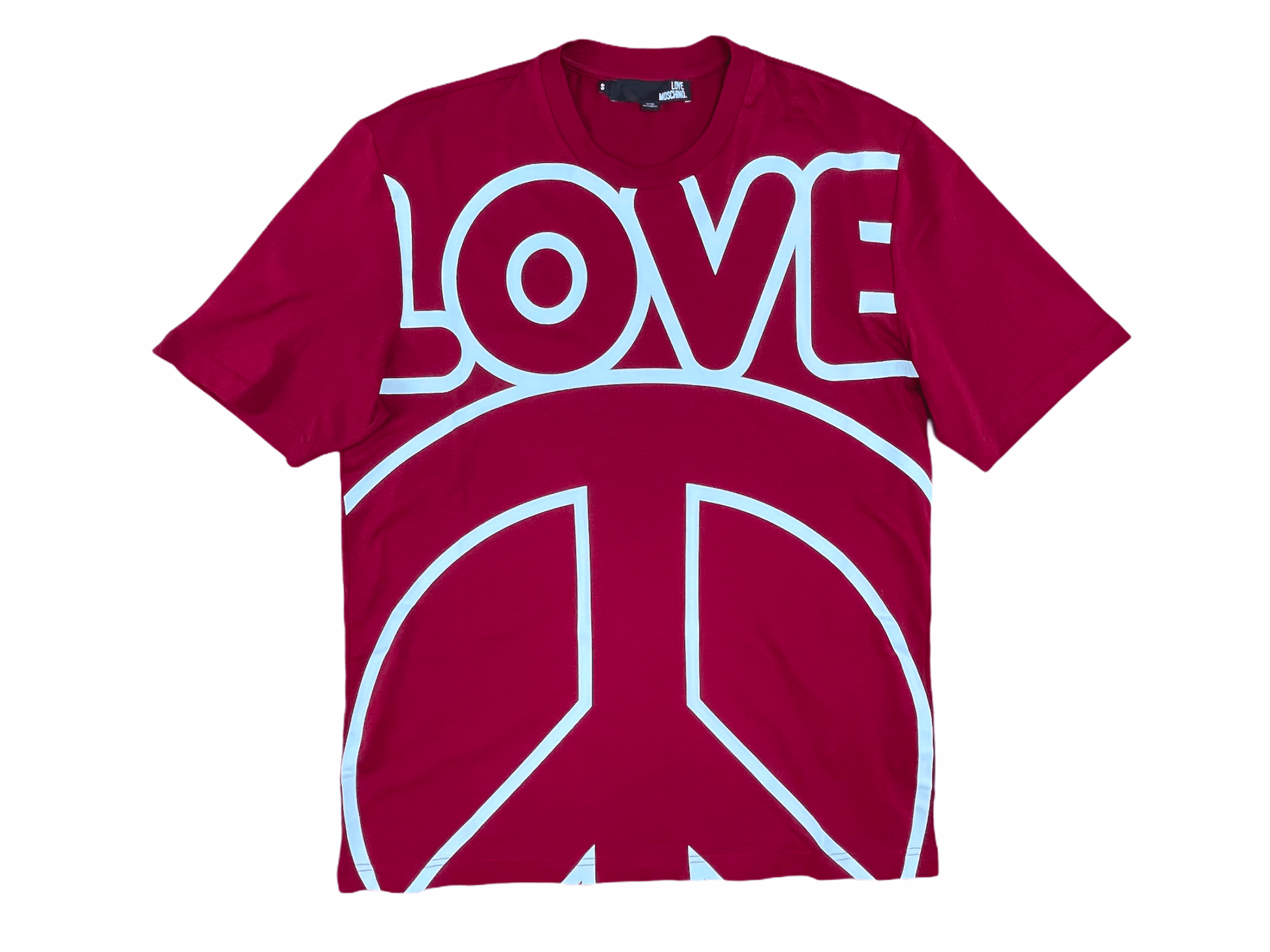 Love Moschino Peace Sign Red T Shirt Small—Genuine Design luxury consignment 