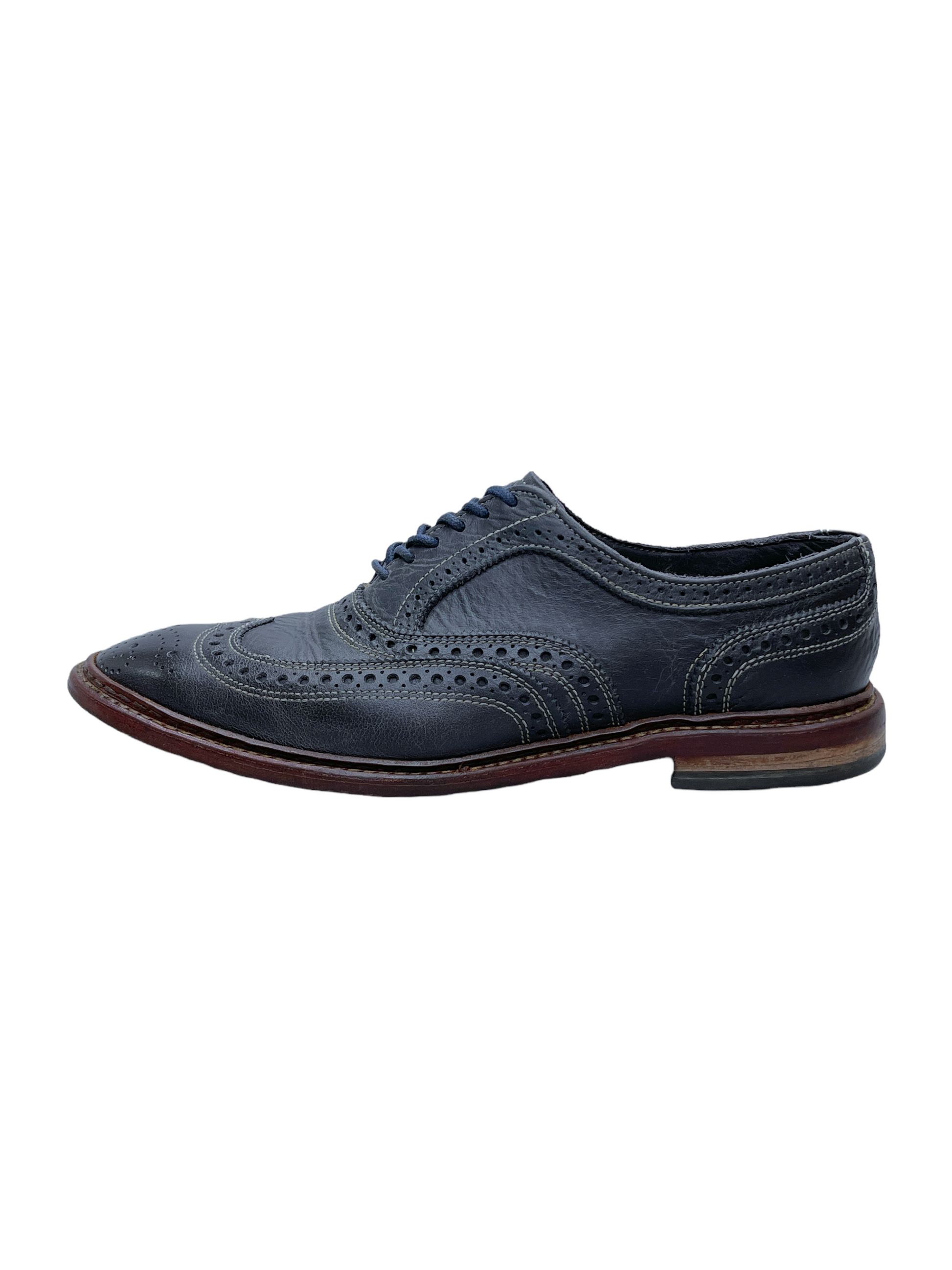 Allen Edmonds Neumok Navy Blue Leather Oxford Dress Shoes 9 D US Men —Genuine Design luxury consignment Calgary, Canada New and pre-owned clothing, shoes, accessories.