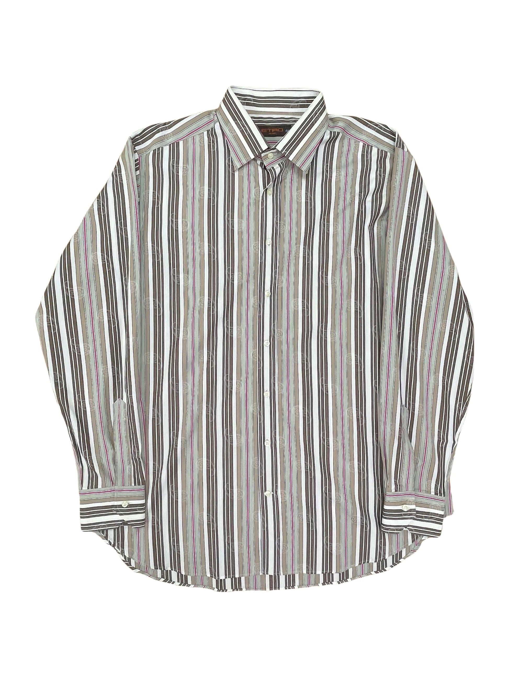 Etro Striped 17.5 / 44 Casual Shirt Extra Large - XL Genuine Design