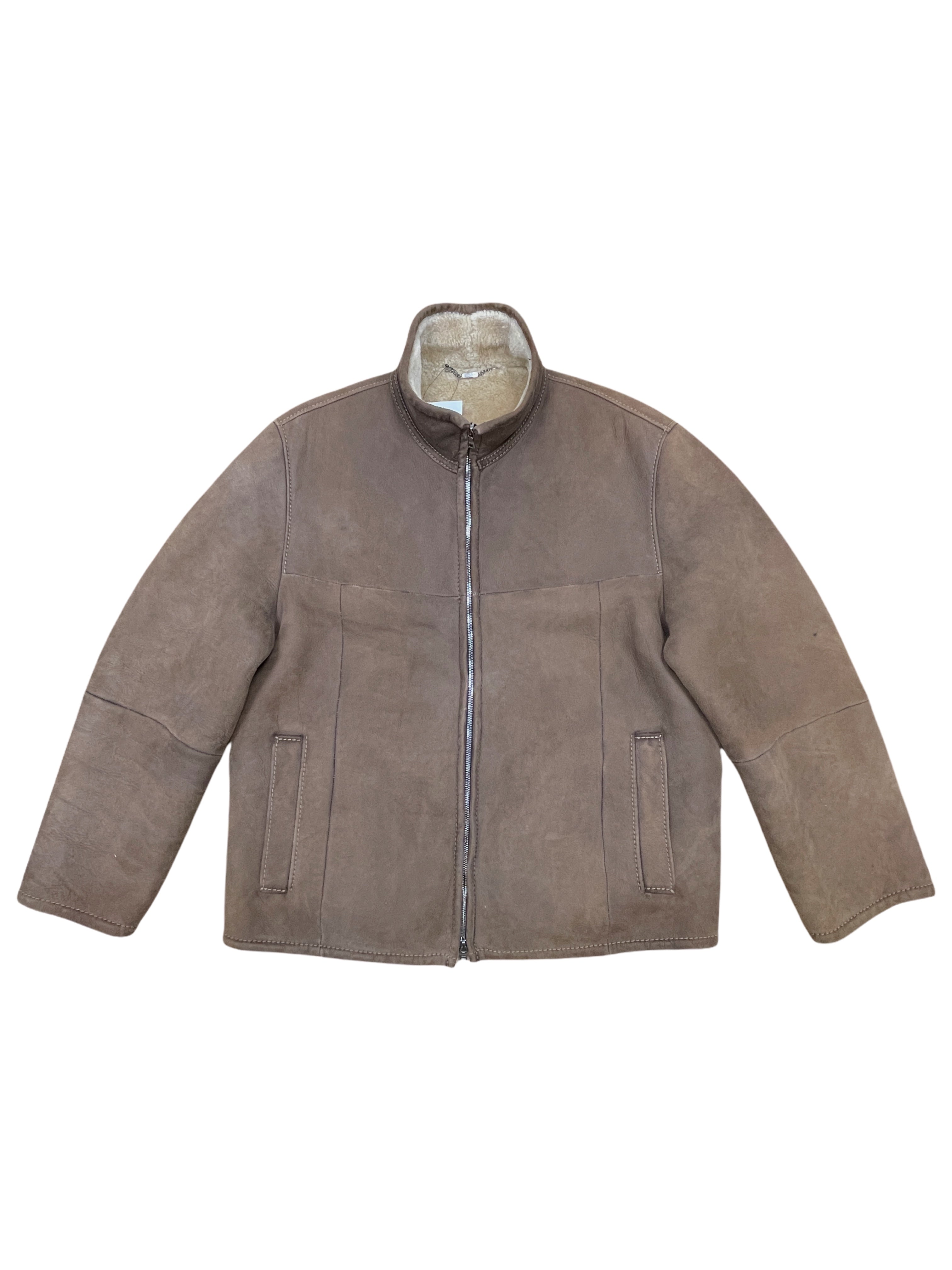Werner Christ Brown Sheepskin Shearling Leather Bomber Jacket