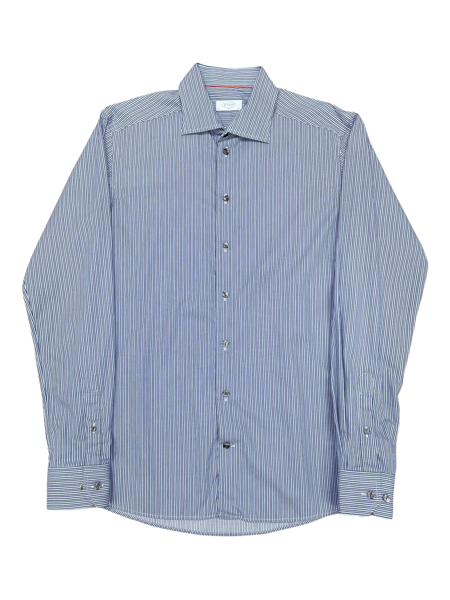 Eton Blue with Green Striped Shirt 16.5 - Large