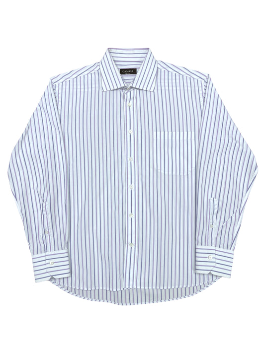 Canali White Striped Dress Shirt 17 - XL