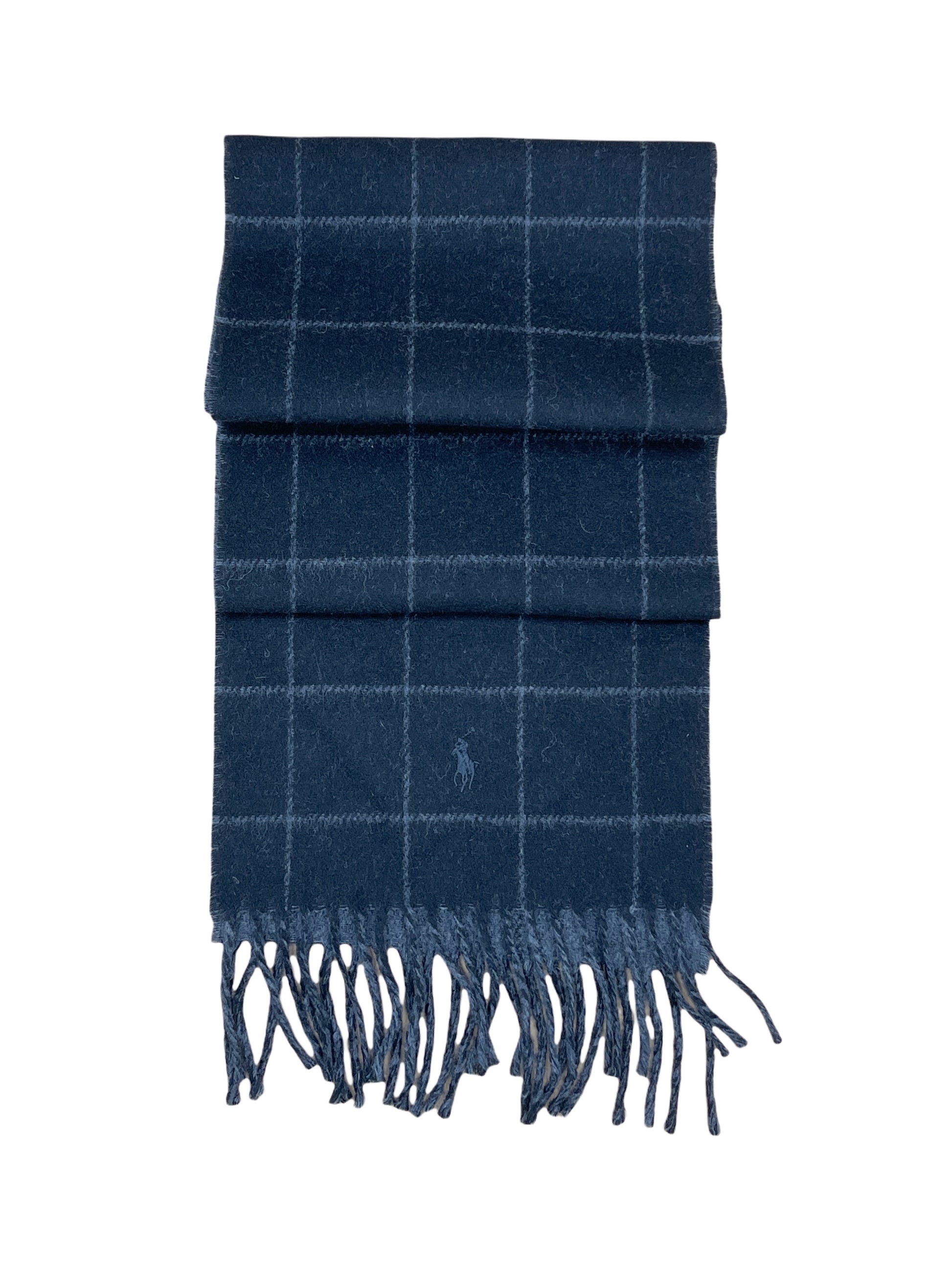 Polo Ralph Lauren Charcoal Windowpane Cashmere Reversible Scarf