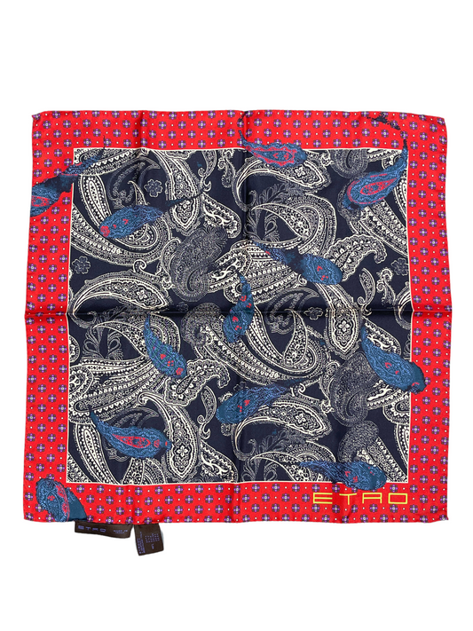 Etro Milano Multi Colour Paisley Silk Pocket Square Scarf — Genuine Design Luxury Consignment for Men. New & Pre-Owned Clothing, Shoes, & Accessories. Calgary, Canada