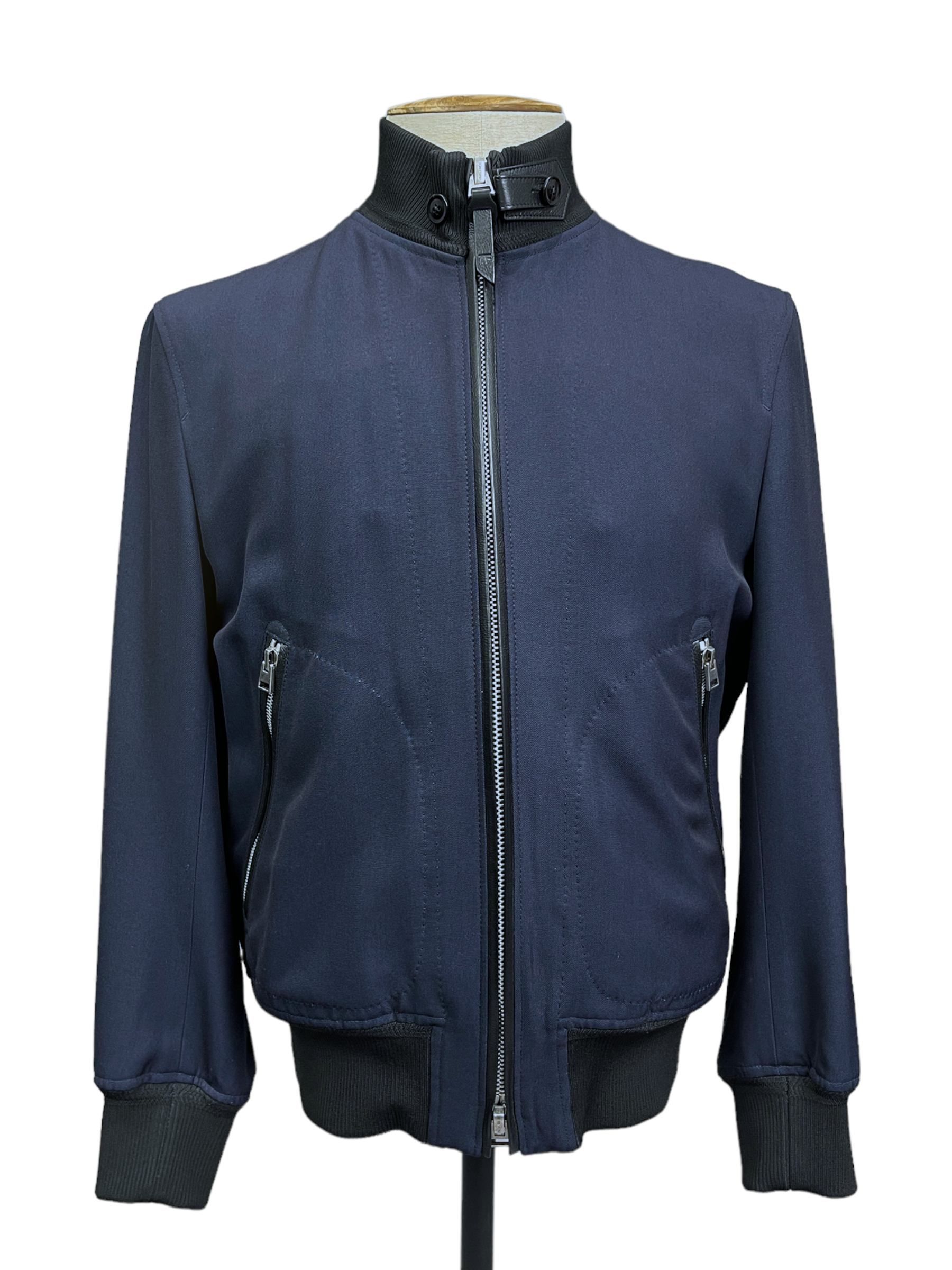 Tom Ford Navy Zip up Casual Wool Jacket 40 — Genuine Design Luxury Consignment Calgary, Alberta, Canada New and Pre-Owned Clothing, Shoes, Accessories.