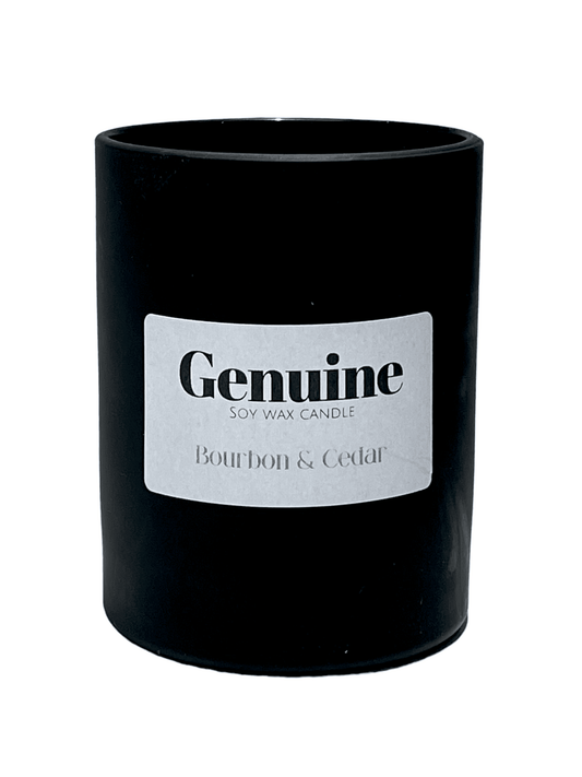 Genuine Design Soy Wax Candle - Bourbon & Cedar - Hand Poured in Calgary, Alberta, Canada. Genuine Design Luxury Consignment.