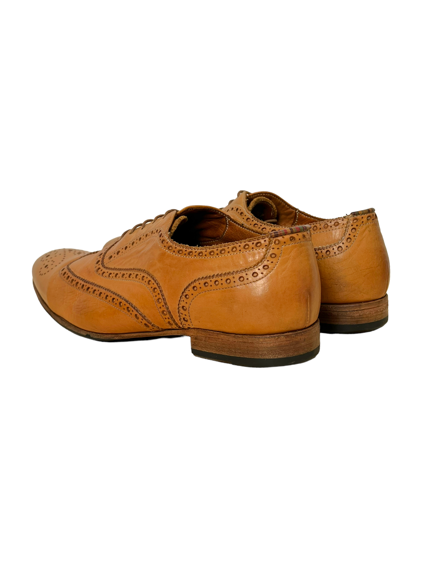 Paul Smith Light Brown Toe Stamped Leather Wingtip Oxford Dress Shoes - Genuine Design Luxury Consignment for Men. New & Pre-Owned Clothing, Shoes, & Accessories. Calgary, Canada