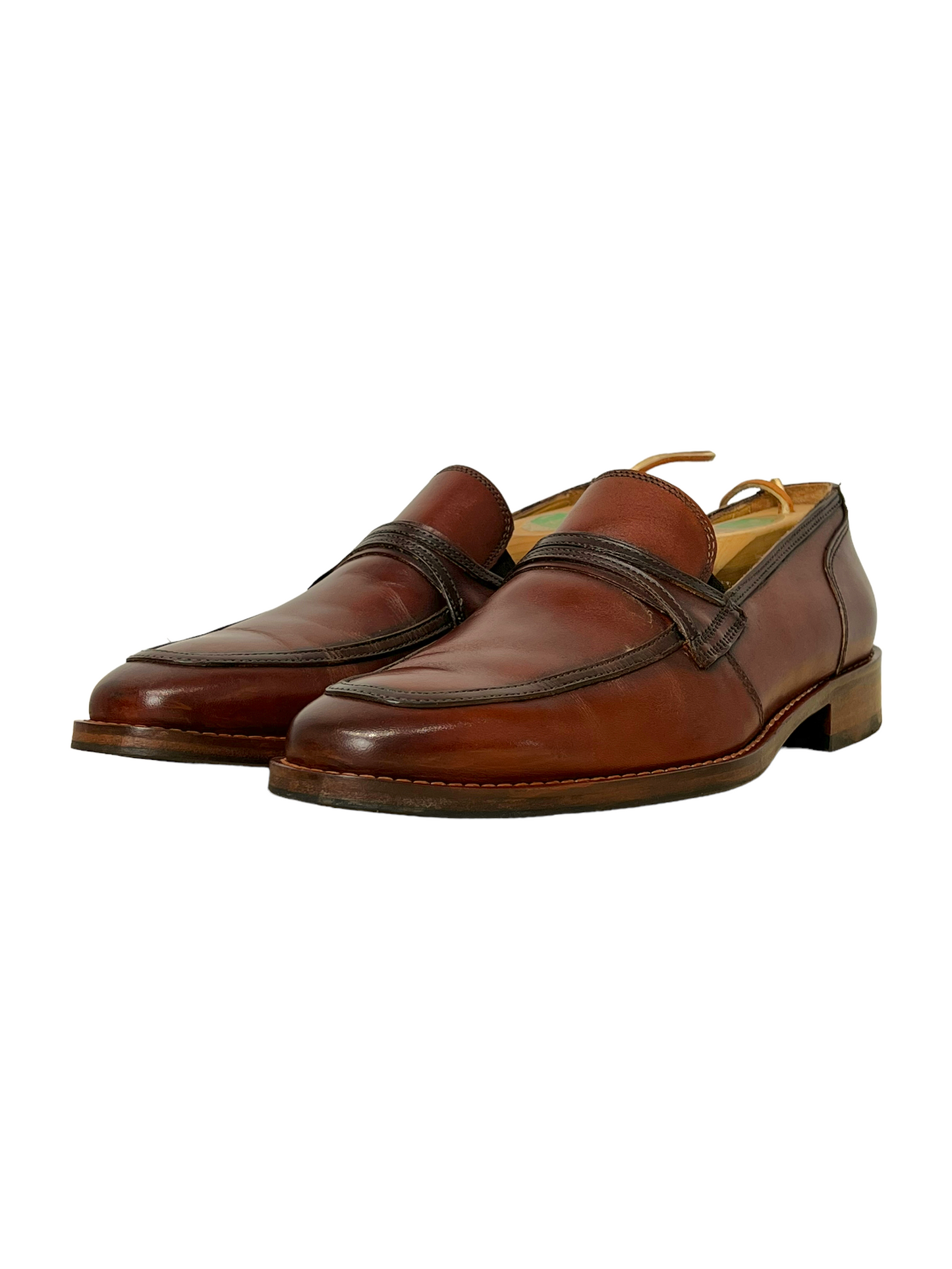 Ron White Brown Leather Penny Loafer Dress Shoes - Genuine Design Luxury Consignment for Men. New & Pre-Owned Clothing, Shoes, & Accessories. Calgary, Canada
