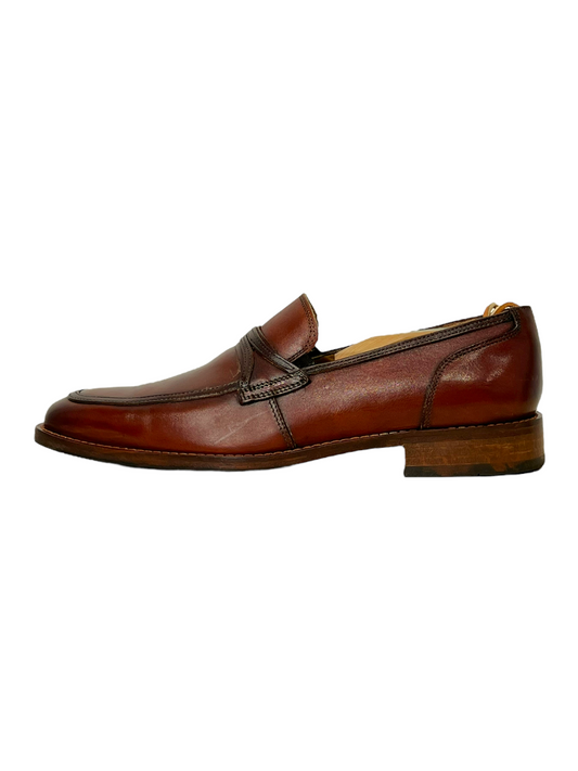 Ron White Brown Leather Penny Loafer Dress Shoes - Genuine Design Luxury Consignment for Men. New & Pre-Owned Clothing, Shoes, & Accessories. Calgary, Canada