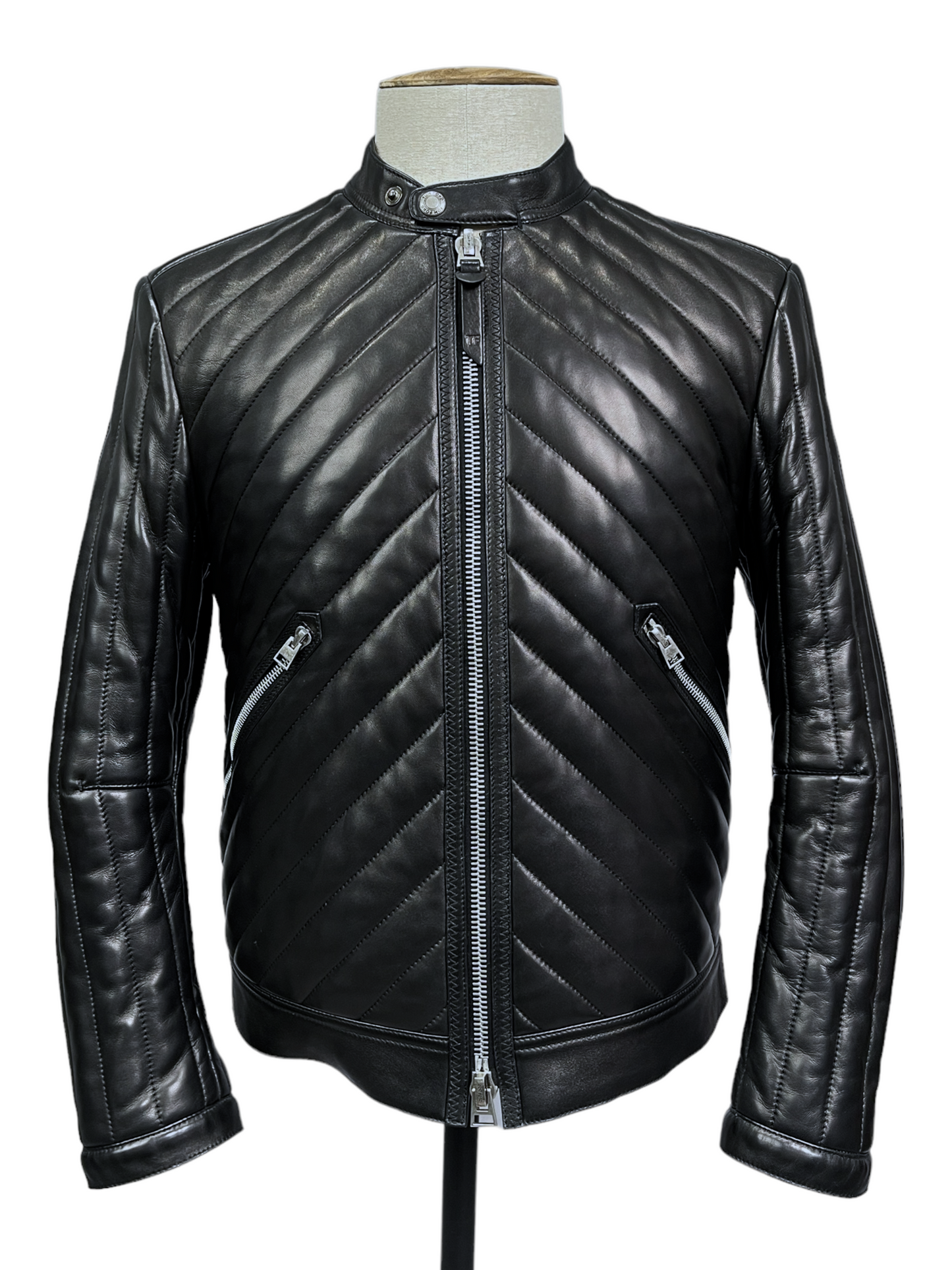 Tom Ford Black Leather Biker Jacket 38— Genuine Design Luxury Consignment Calgary, Alberta, Canada New and Pre-Owned Clothing, Shoes, Accessories.
