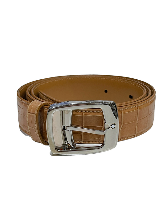 Montblanc Tan Leather Belt Size 36 -Genuine Design luxury consignment Calgary, Alberta, Canada New and pre-owned clothing, shoes, accessories.