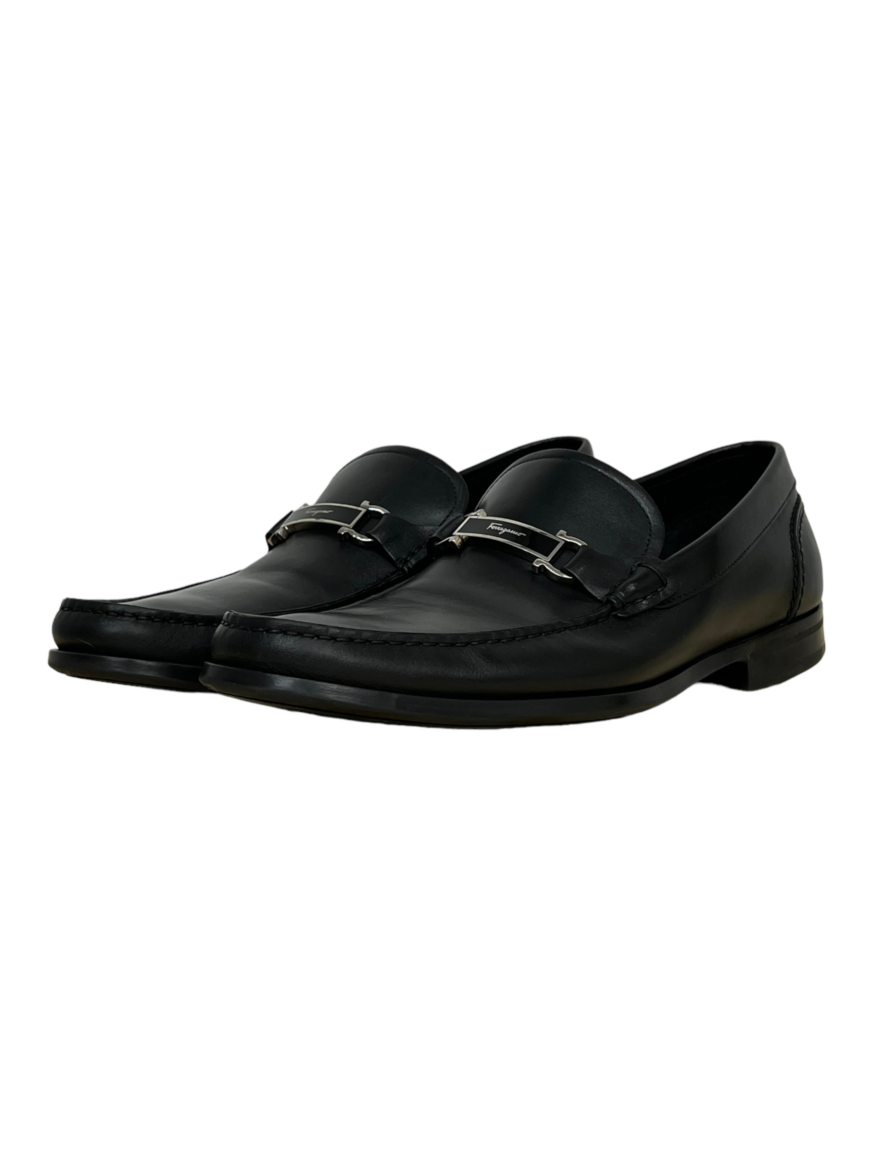 Salvatore Ferragamo Black Leather Loafers - Genuine Design Luxury Consignment for Men. New & Pre-Owned Clothing, Shoes, & Accessories. Calgary, Canada