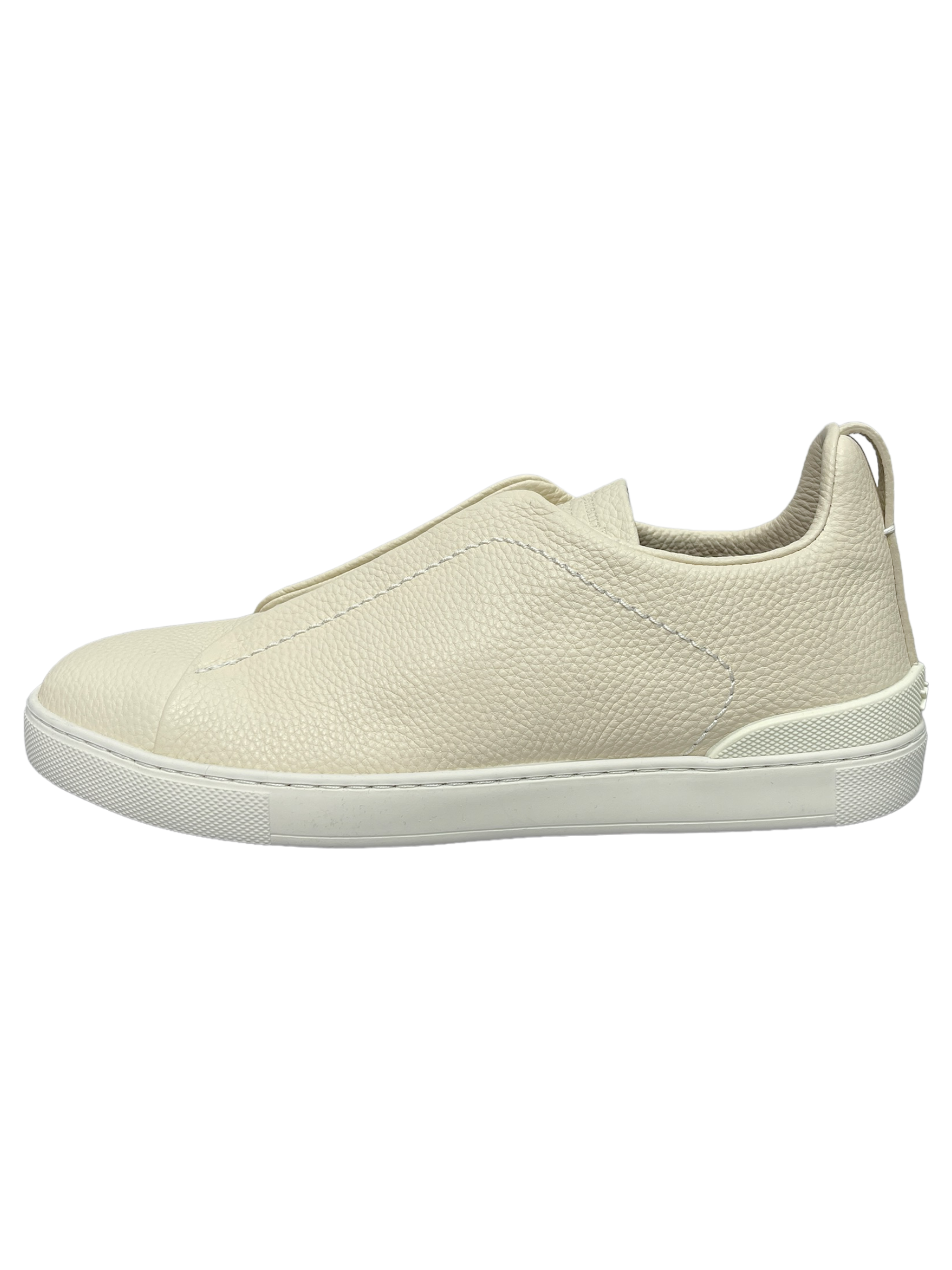 Ermenegildo Zegna XXX Couture Cream Leather Laceless Sneaker - Genuine Design luxury consignment Calgary, Canada New and pre-owned clothing, shoes, accessories.