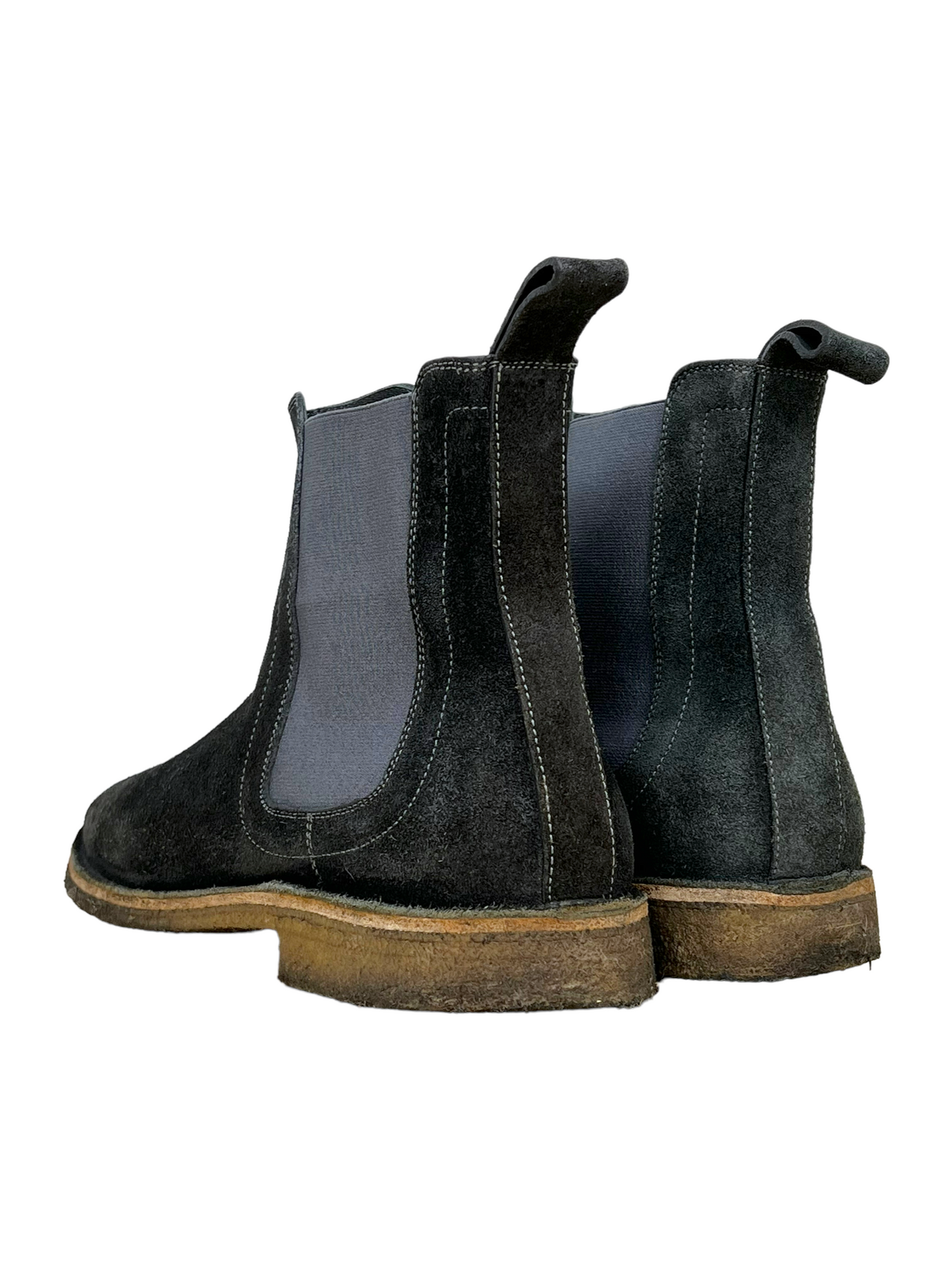 Bottega Veneta Dark Navy Aussie Suede Chelsea Boots - Genuine Design Luxury Consignment for Men. New & Pre-Owned Clothing, Shoes, & Accessories. Calgary, Canada