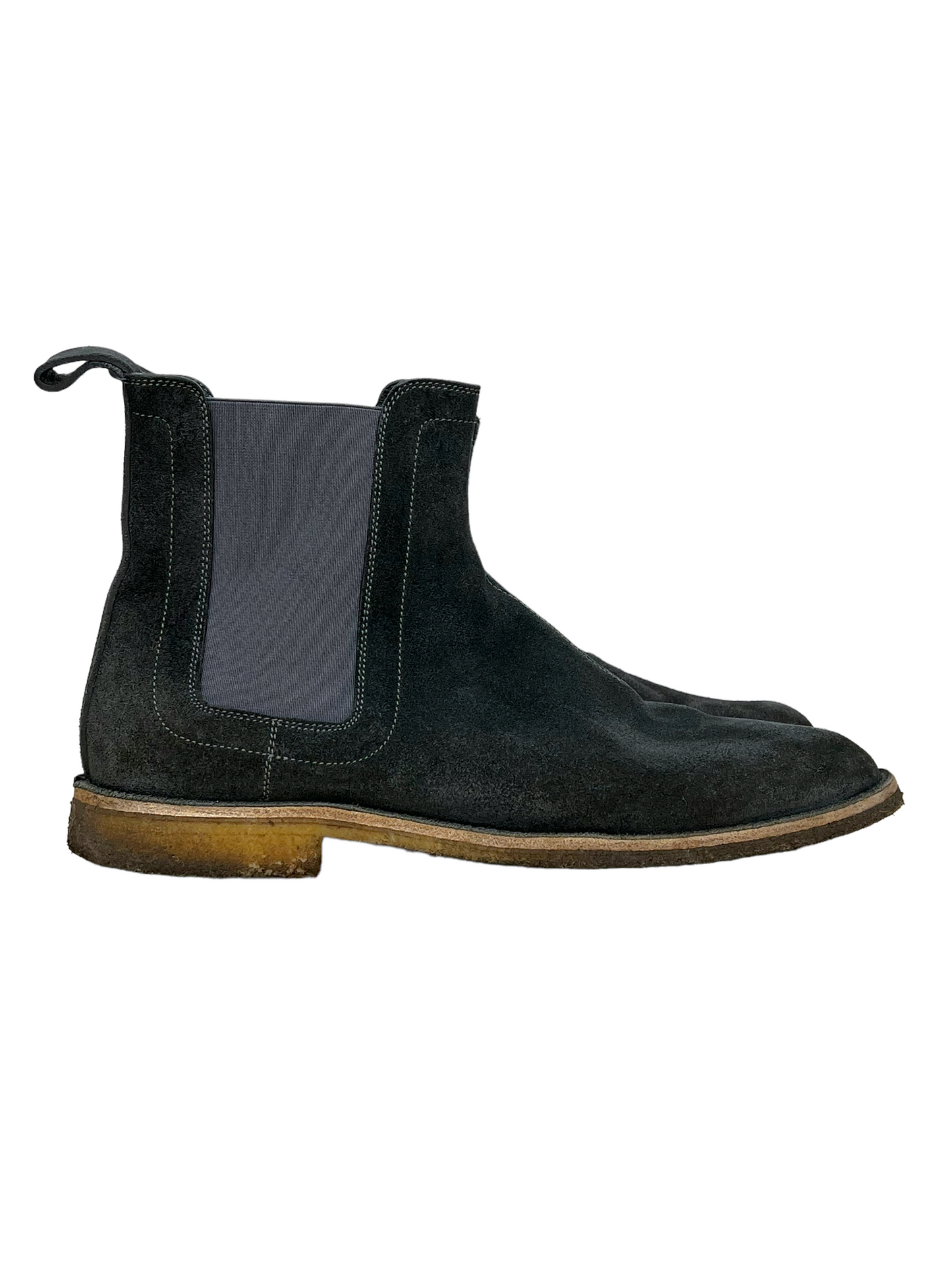 Bottega Veneta Dark Navy Aussie Suede Chelsea Boots - Genuine Design Luxury Consignment for Men. New & Pre-Owned Clothing, Shoes, & Accessories. Calgary, Canada