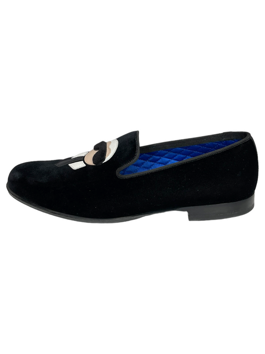 Fendi Black Karlito Velvet Mink Fur Mocassin Slip On Loafers - Genuine Design Luxury Consignment for Men. New & Pre-Owned Clothing, Shoes, & Accessories. Calgary, Canada