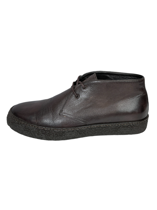 Harry Rosen Dark Brown Leather Mid Top Casual Sneaker 7.5- Genuine Design Luxury Consignment Calgary, Alberta, Canada New and Pre-Owned Clothing, Shoes, Accessories.