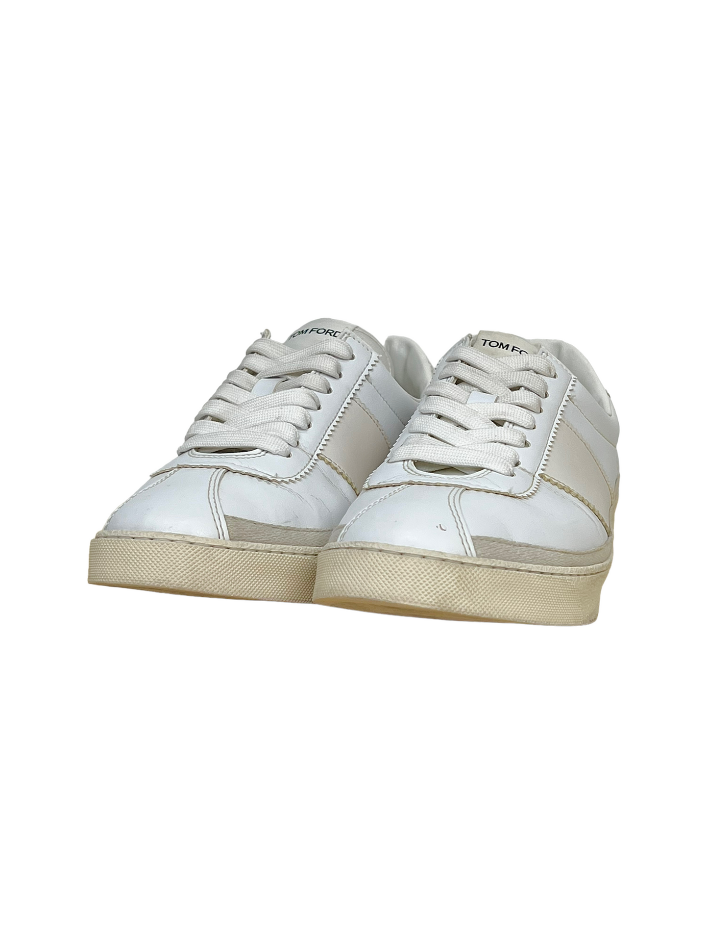 Tom Ford White Bannister Leather Sneakers - Genuine Design Luxury Consignment for Men. New & Pre-Owned Clothing, Shoes, & Accessories. Calgary, Canada