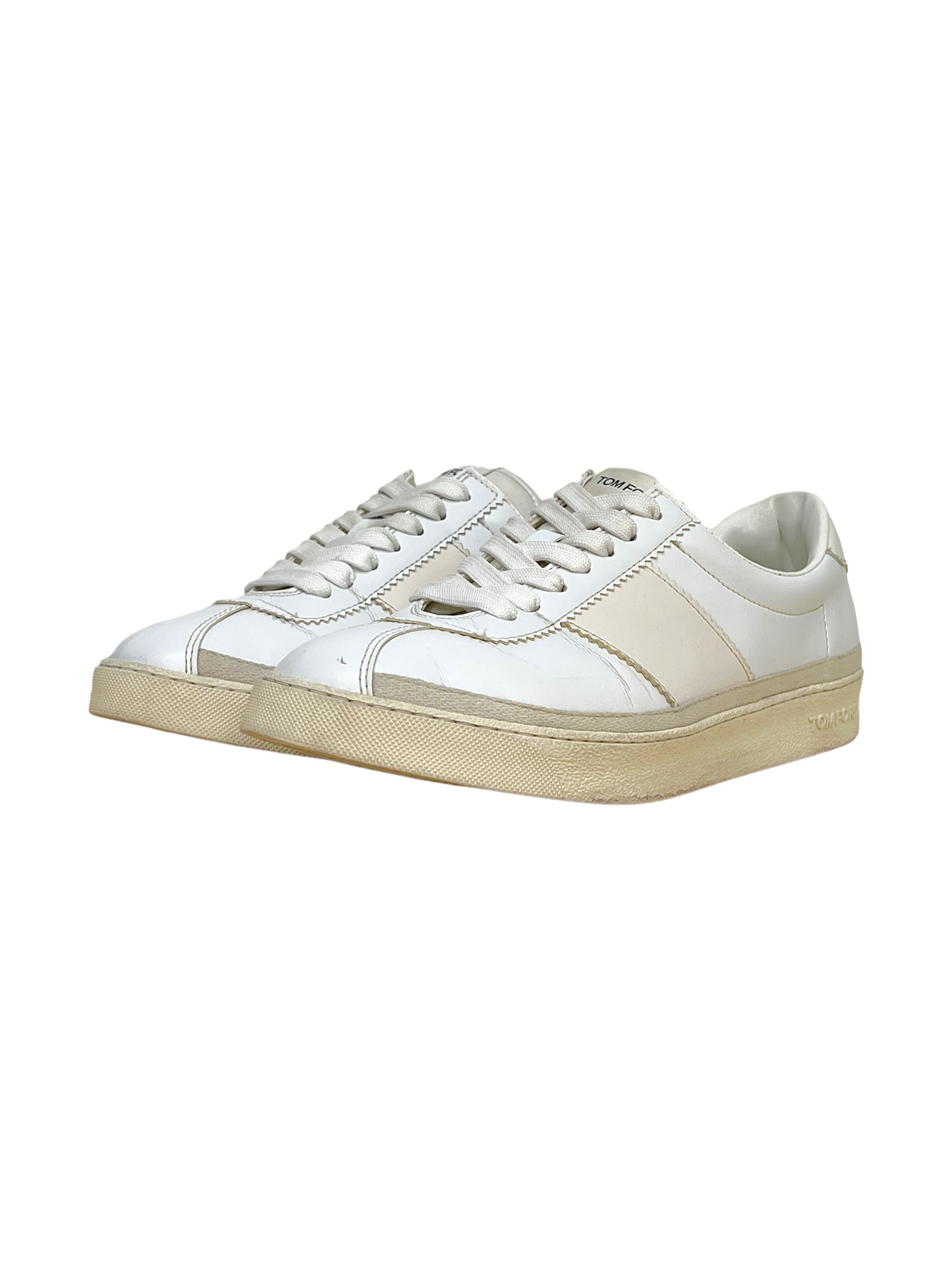 Tom Ford White Bannister Leather Sneakers - Genuine Design Luxury Consignment for Men. New & Pre-Owned Clothing, Shoes, & Accessories. Calgary, Canada