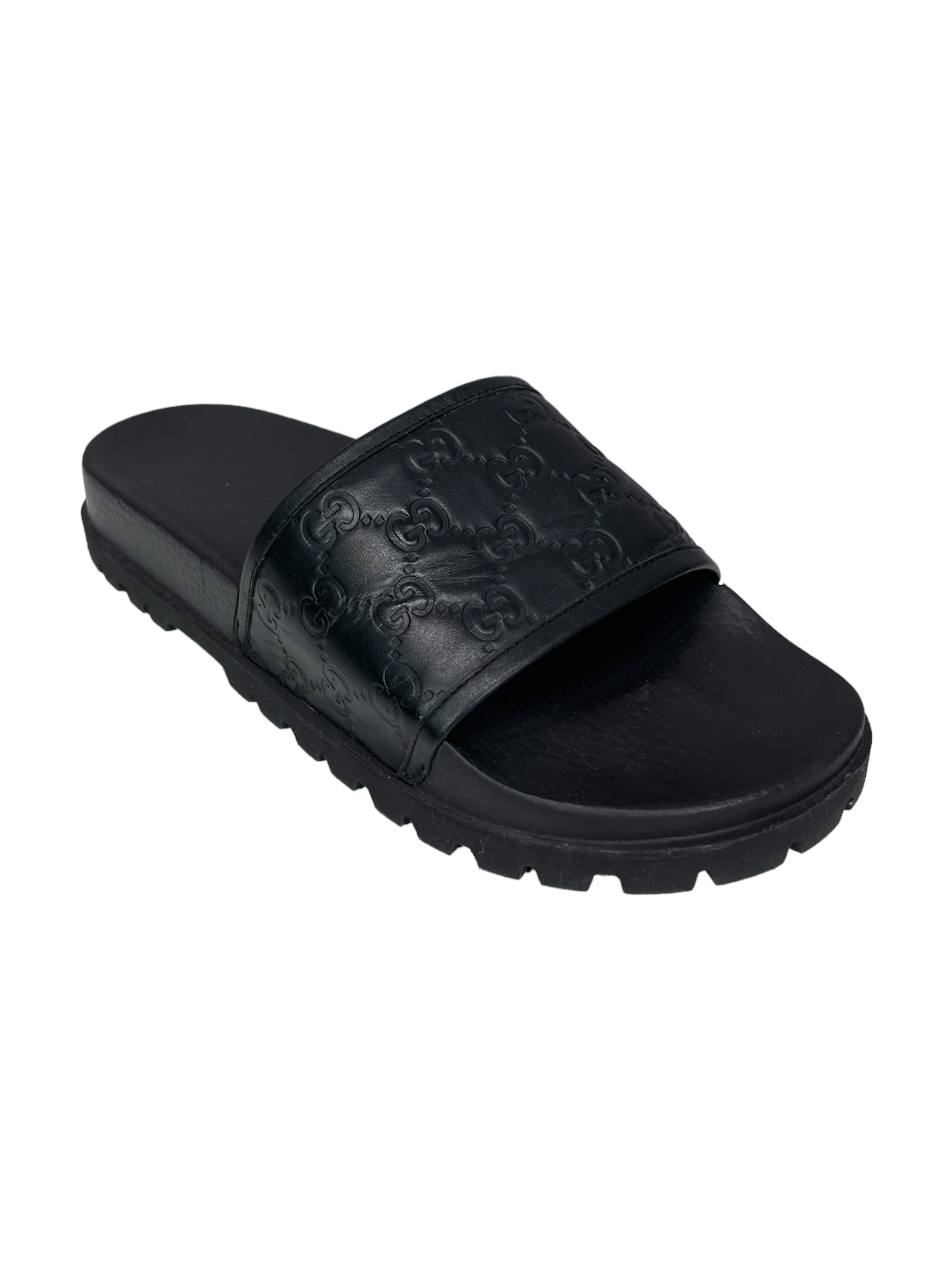 Gucci Black GG Demetra Slide Genuine Design Luxury Consignment