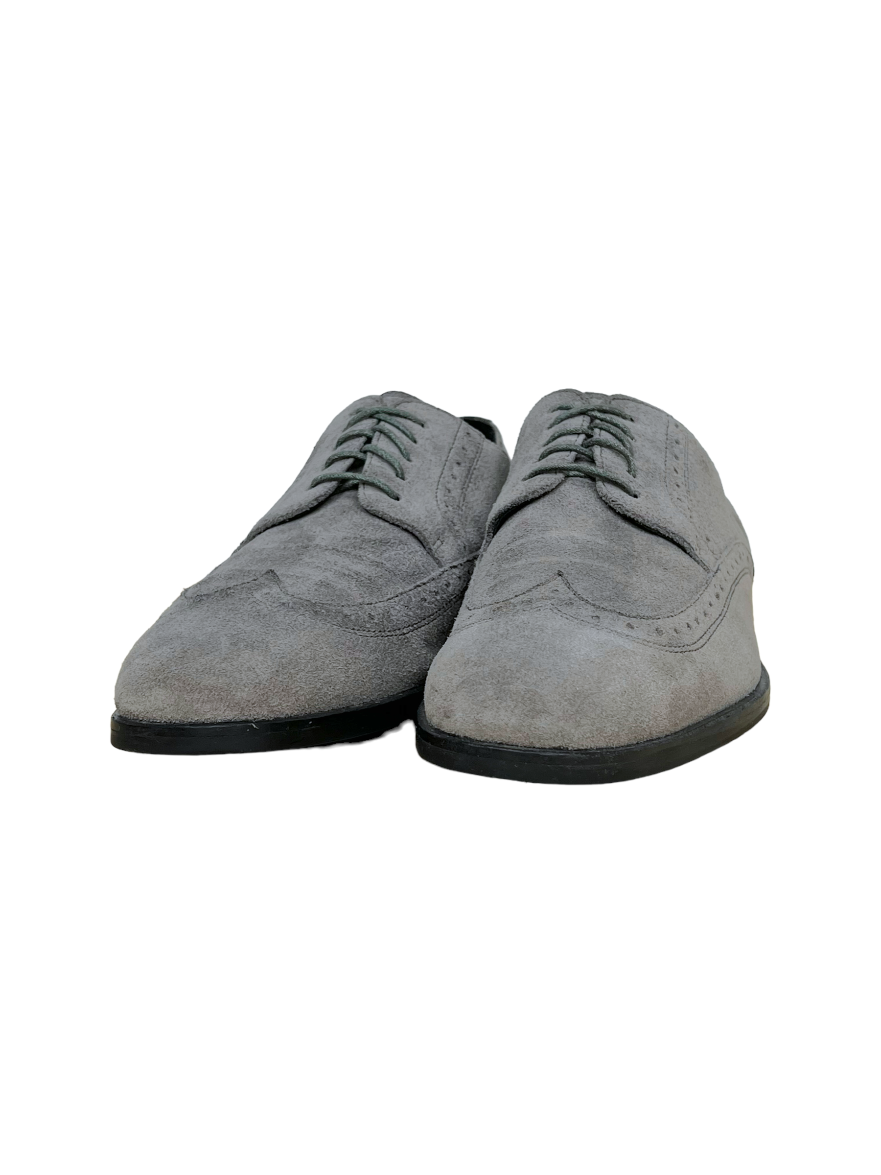 Hugo Boss Grey Suede Matano Wingtip Derby Shoes - Genuine Design Luxury Consignment for Men. New & Pre-Owned Clothing, Shoes, & Accessories. Calgary, Canada