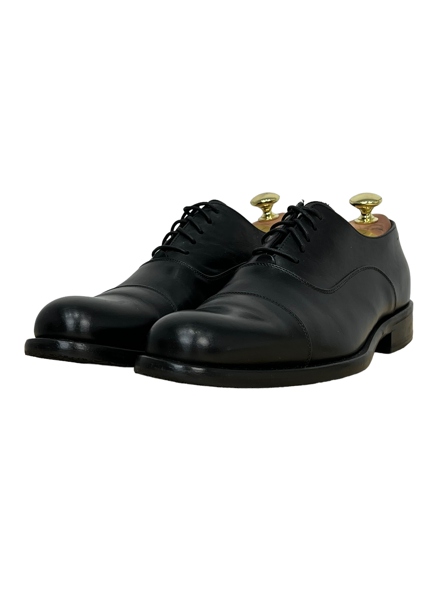 Giorgio Armani Black Leather Cap Toe Oxford Dress Shoes - Genuine Design Luxury Consignment for Men. New & Pre-Owned Clothing, Shoes, & Accessories. Calgary, Canada