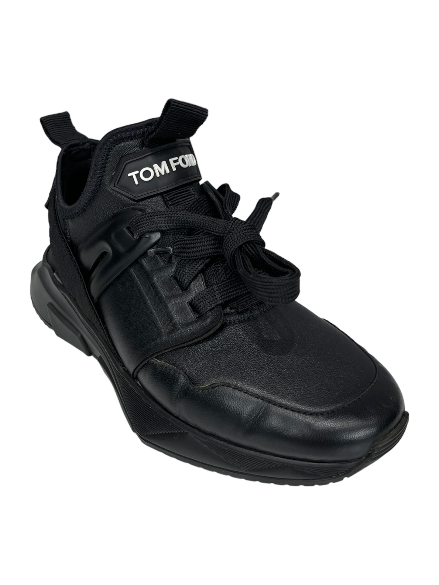 Tom Ford Black Leather Casual Sneakers - Genuine Design Luxury Consignment Calgary, Alberta, Canada New and Pre-Owned Clothing, Shoes, Accessories.