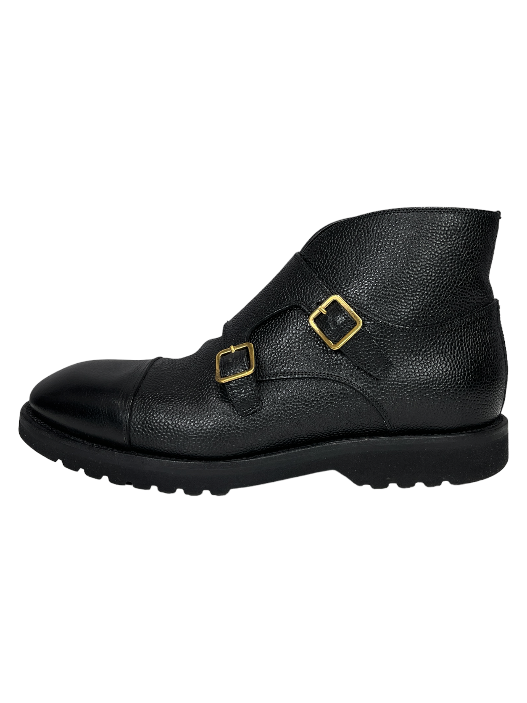 Tom Ford Black Pebbled Leather Strap Low Top Boot 7- Genuine Design Luxury Consignment Calgary, Alberta, Canada New and Pre-Owned Clothing, Shoes, Accessories.