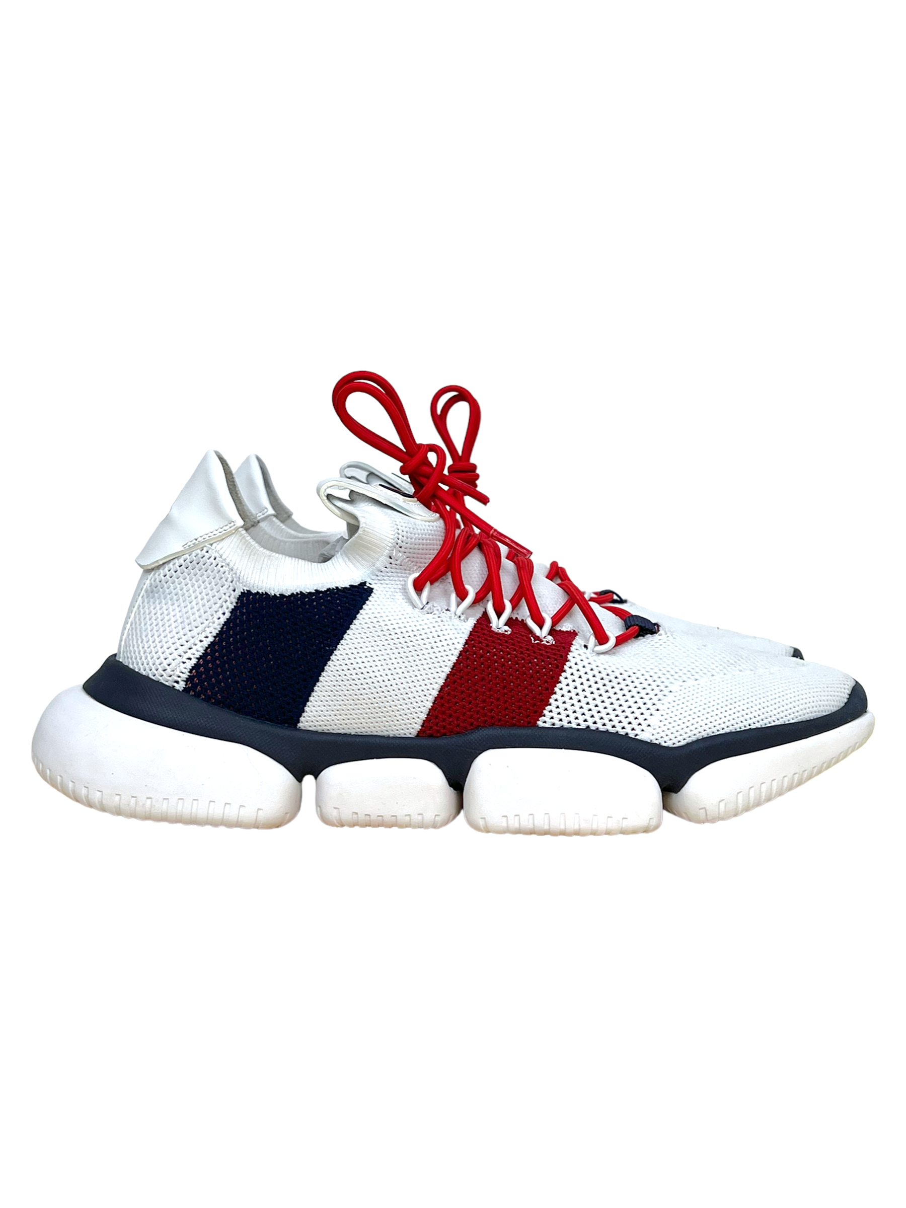 Moncler White, Red & Blue Bubble Sneaker - Genuine Design Luxury Consignment for Men. New & Pre-Owned Clothing, Shoes, & Accessories. Calgary, Canada