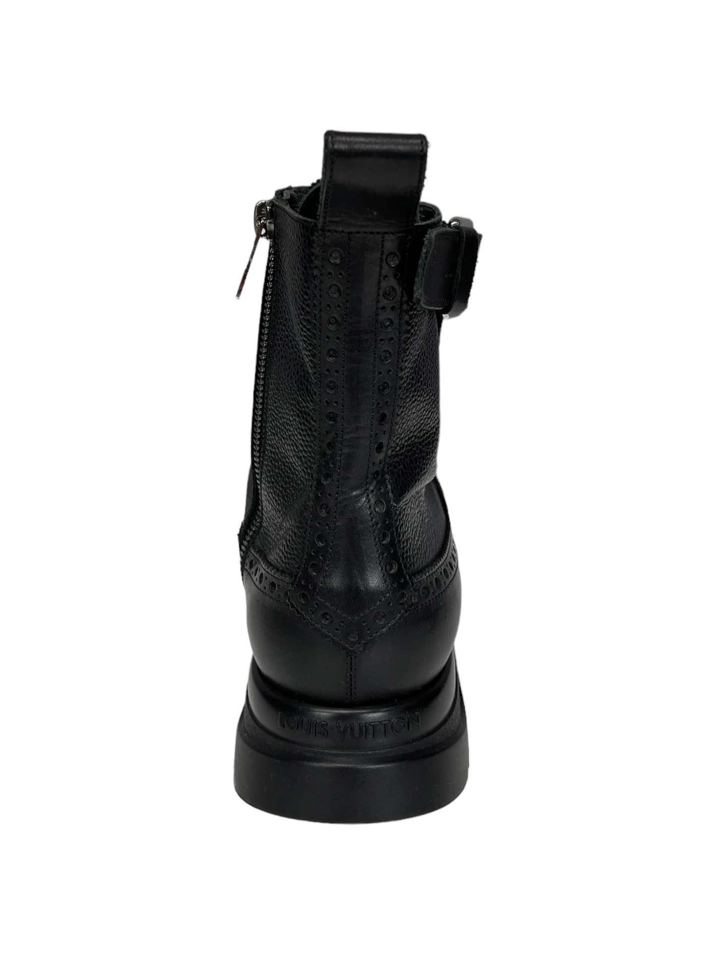 Louis Vuitton Black High Platform Military Style Boot 7.5 US- Genuine Design Luxury Consignment Calgary, Alberta, Canada New and Pre-Owned Clothing, Shoes, Accessories.