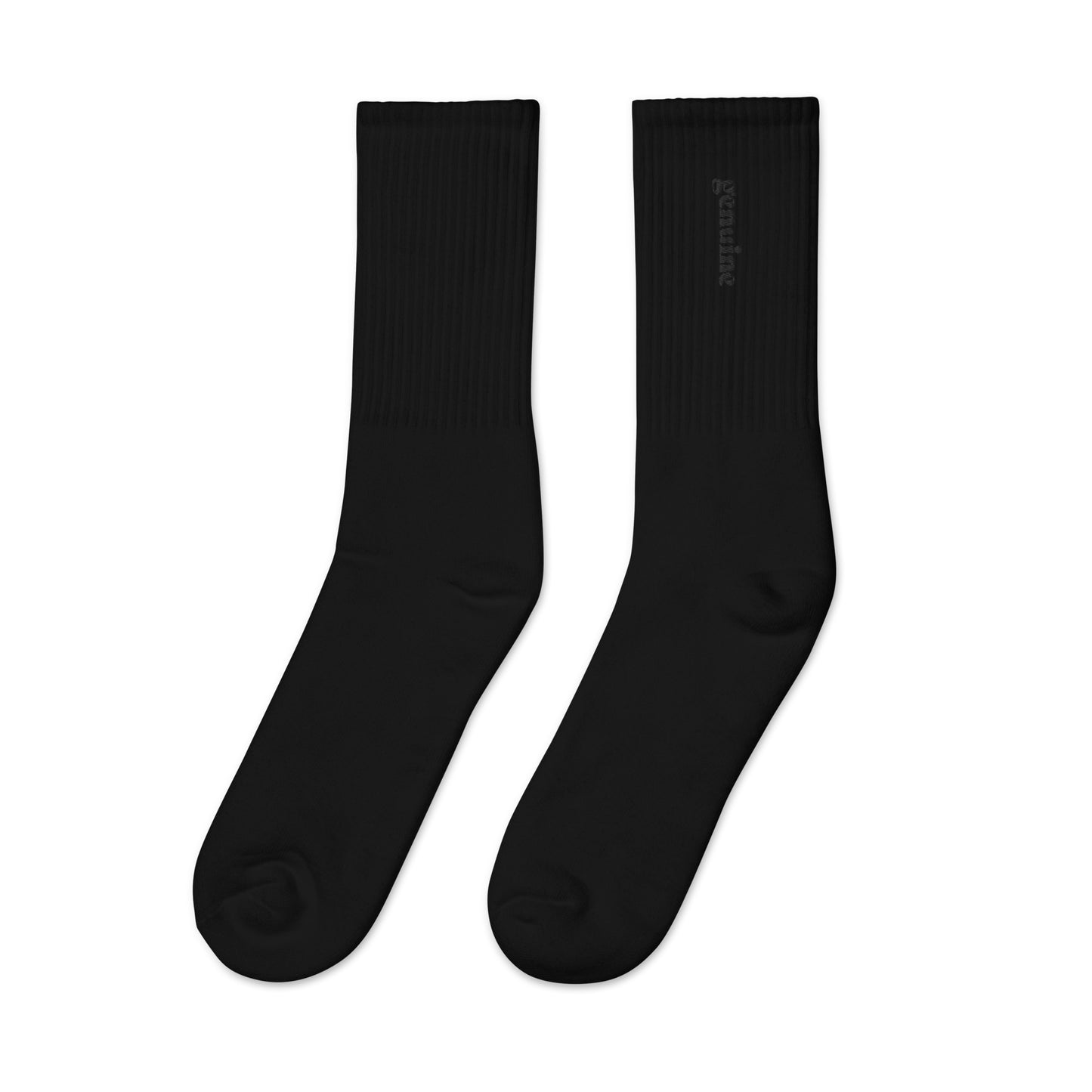 Genuine Black Embroidered Logo Socks Unisex