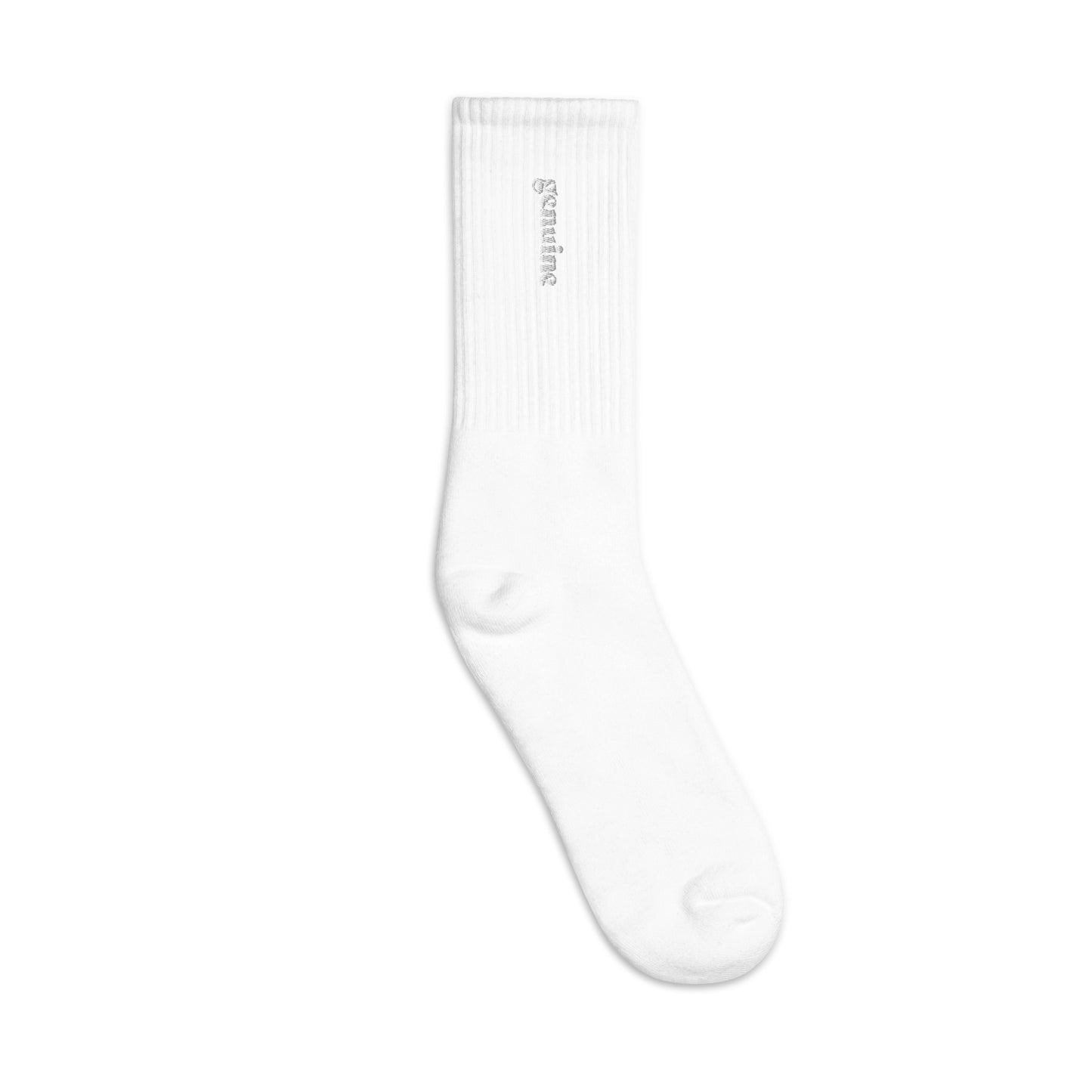 Genuine White Embroidered Logo Socks Unisex