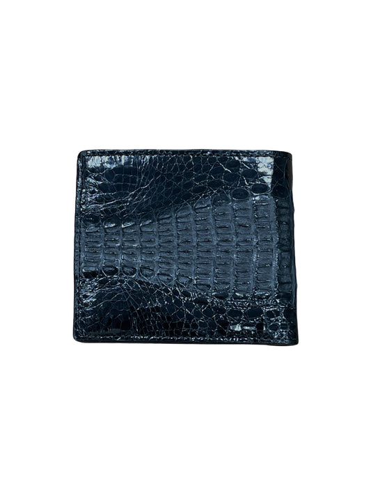 Beverly Black Genuine Crocodile Skin Leather Bi-Fold Wallet - Genuine Design luxury consignment Calgary, Alberta, Canada New and pre-owned clothing, shoes, accessories.