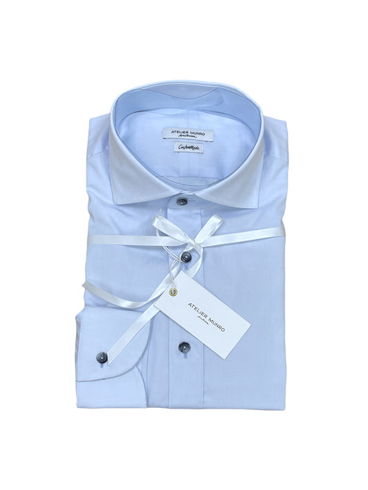 Atelier Munro Blue Dress Shirt 15 / 34 - Medium Genuine Design luxury consignment Calgary, Alberta, Canada New and pre-owned clothing, shoes, accessories.