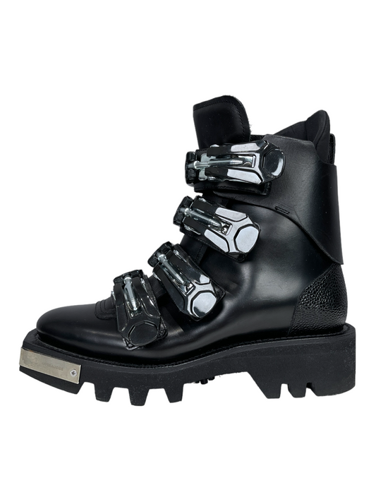 Dsquared2 Black Leather Robot/ Military Style Boots 7 US